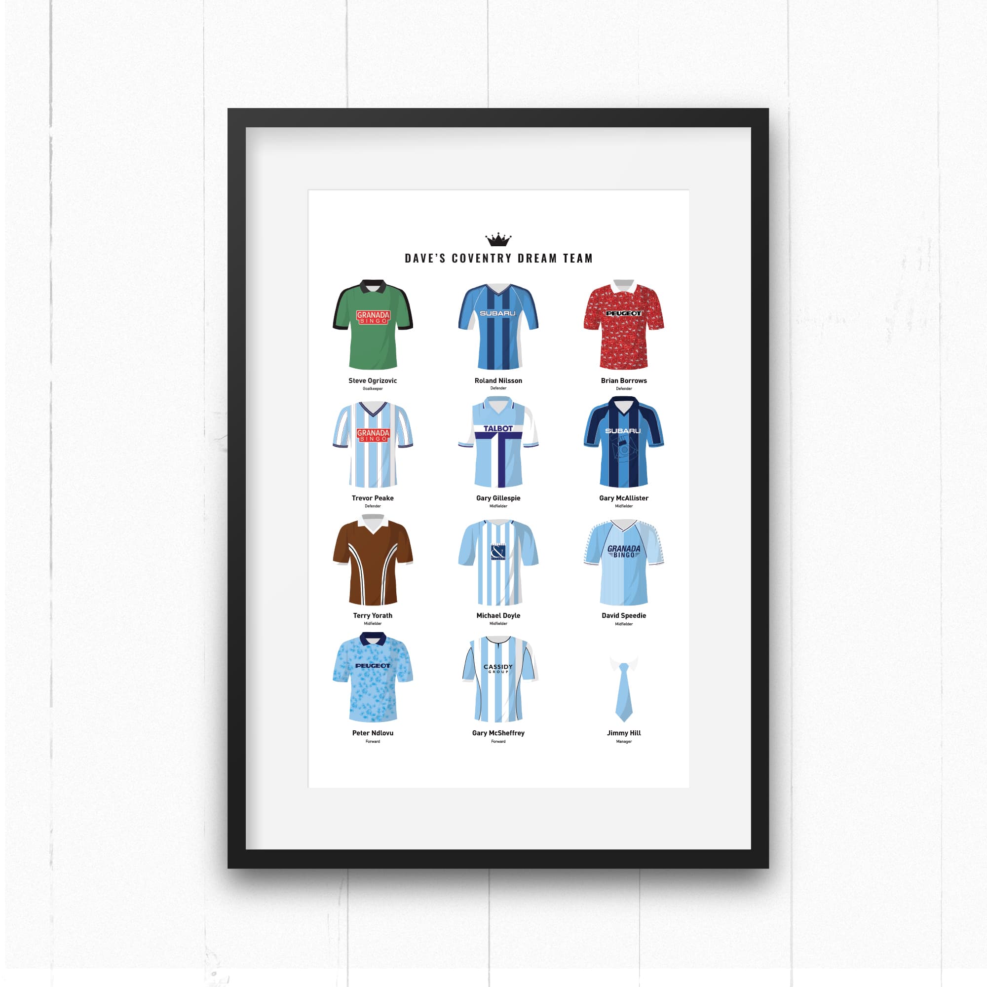 PERSONALISED Coventry Dream Team Football Print Good Team On Paper