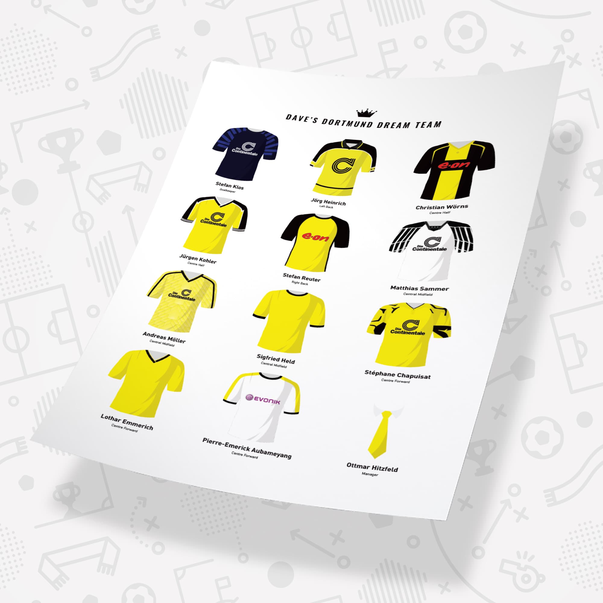 PERSONALISED Dortmund Dream Team Football Print Good Team On Paper