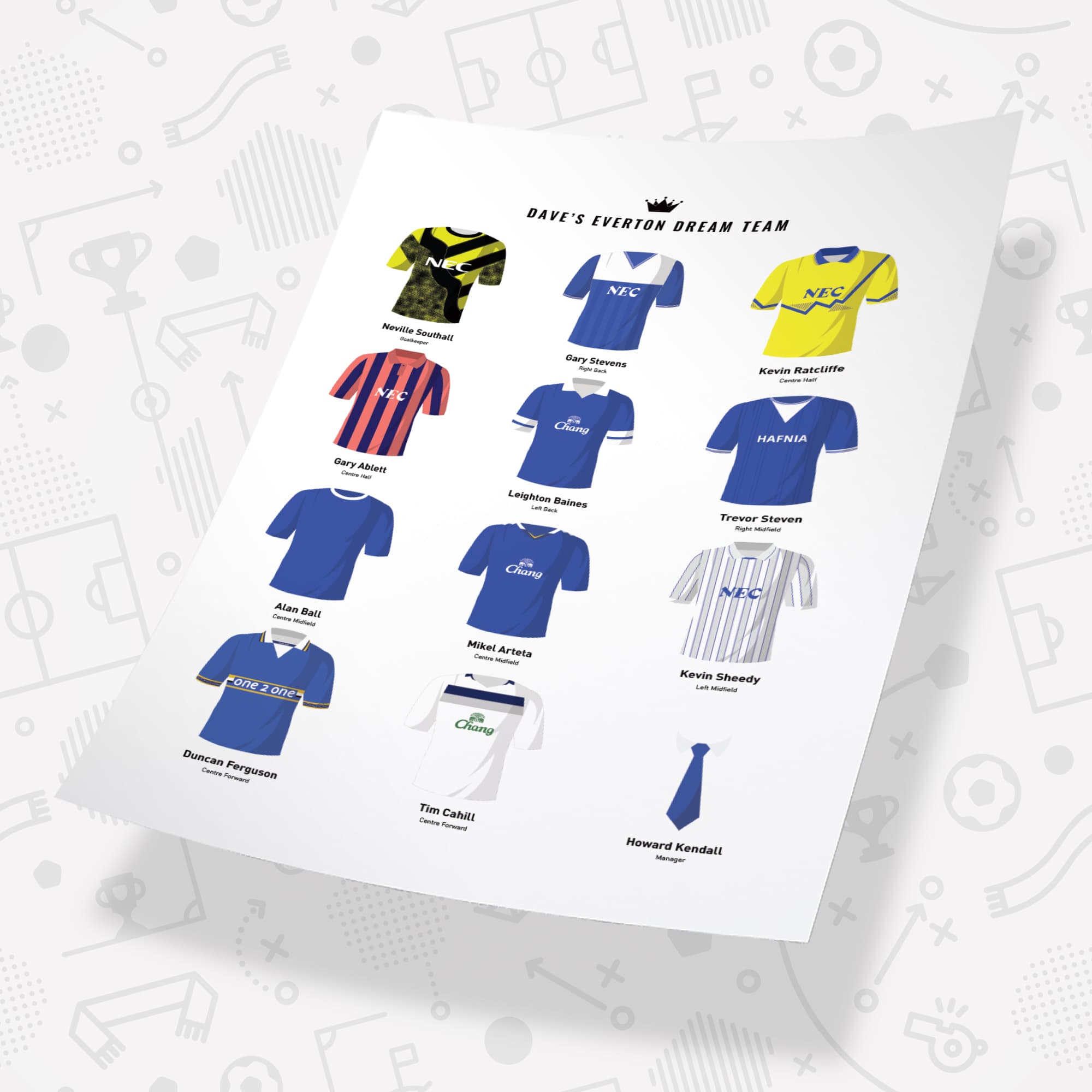 PERSONALISED Everton Dream Team Football Print Good Team On Paper