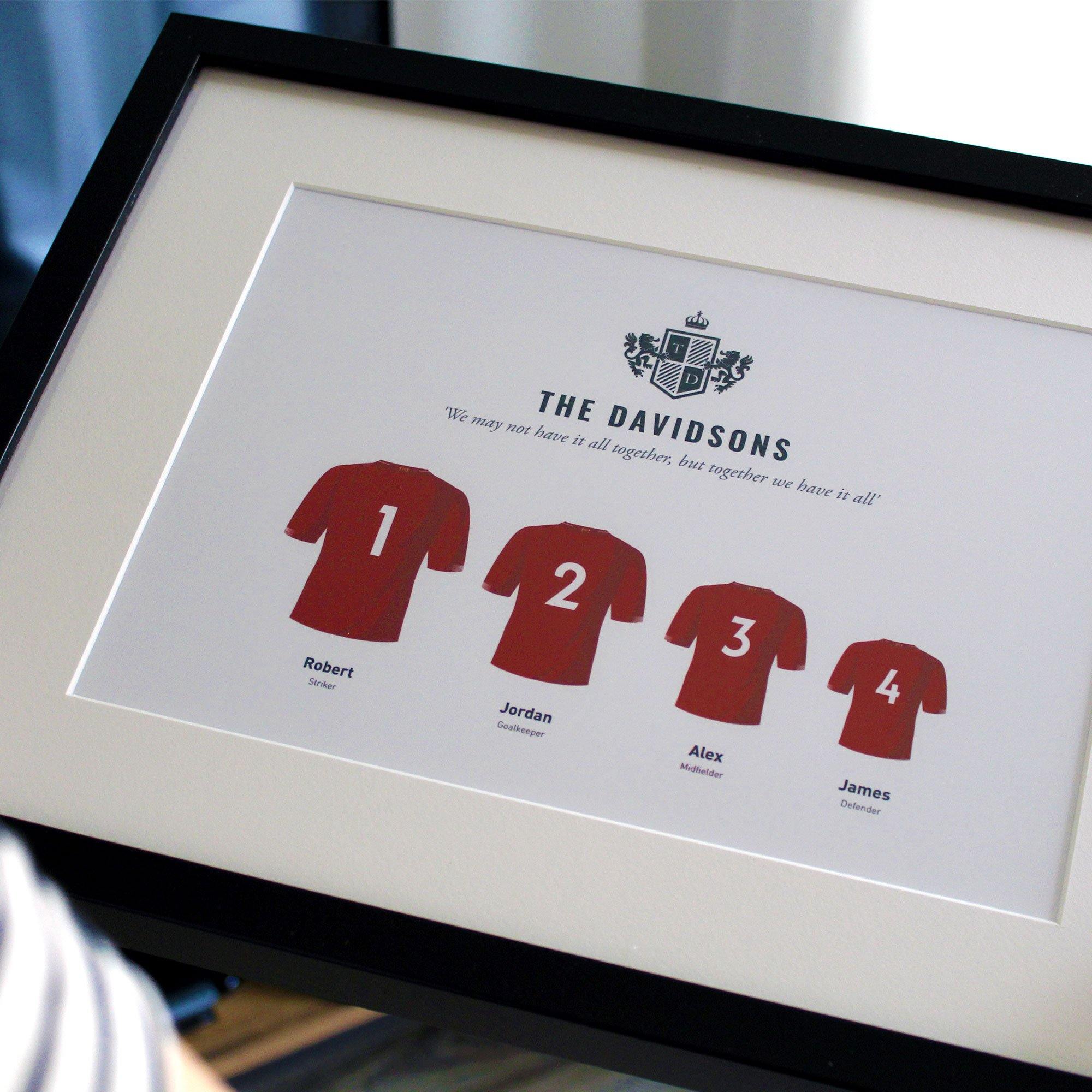 PERSONALISED Family Sports Team Framed Print Good Team On Paper