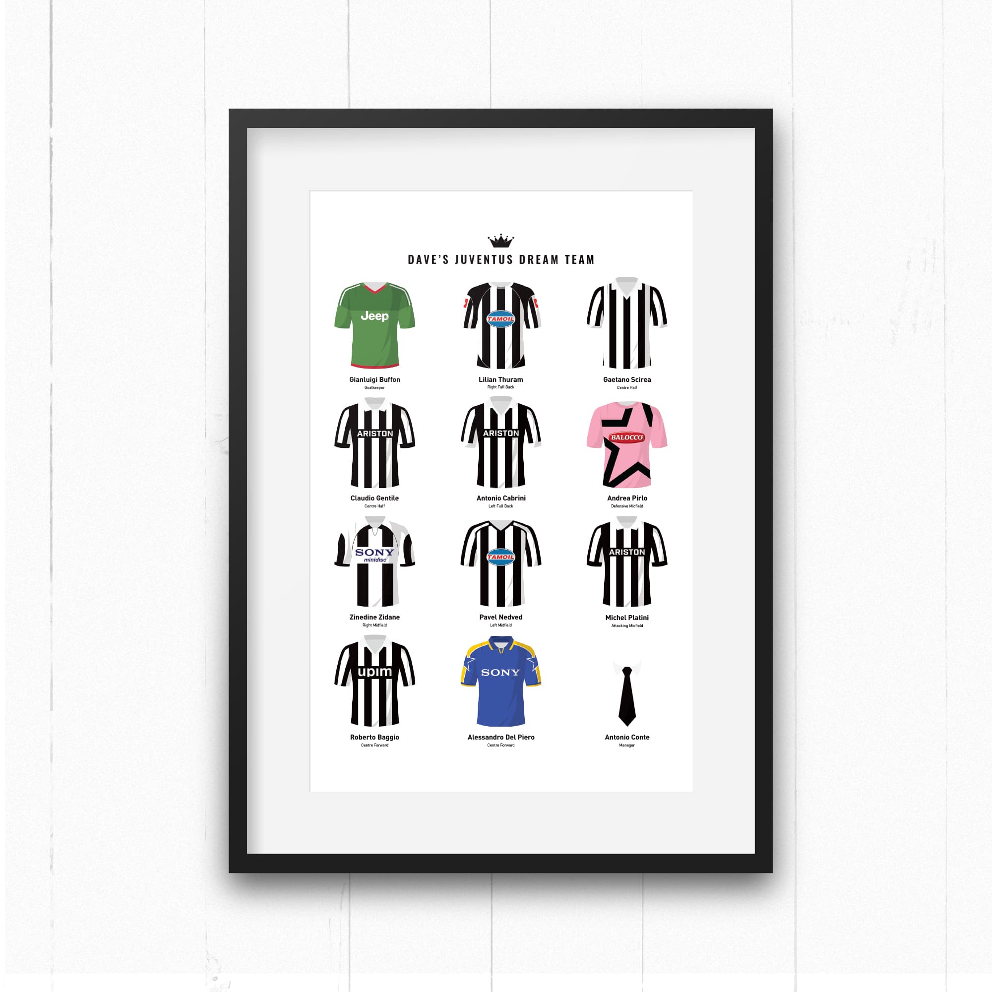 PERSONALISED Juventus Dream Team Football Print Good Team On Paper