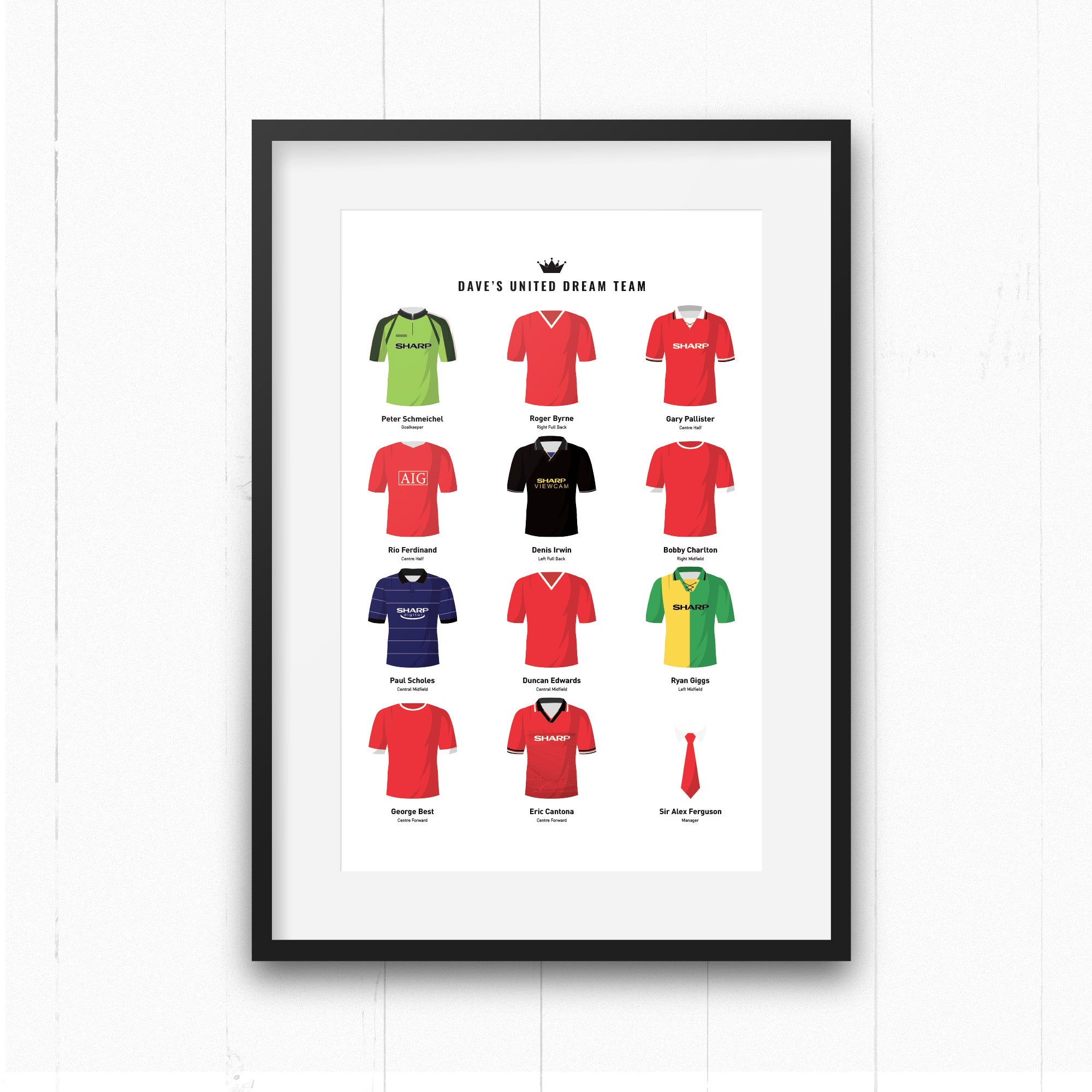 PERSONALISED Manchester Utd Dream Team Football Print Good Team On Paper