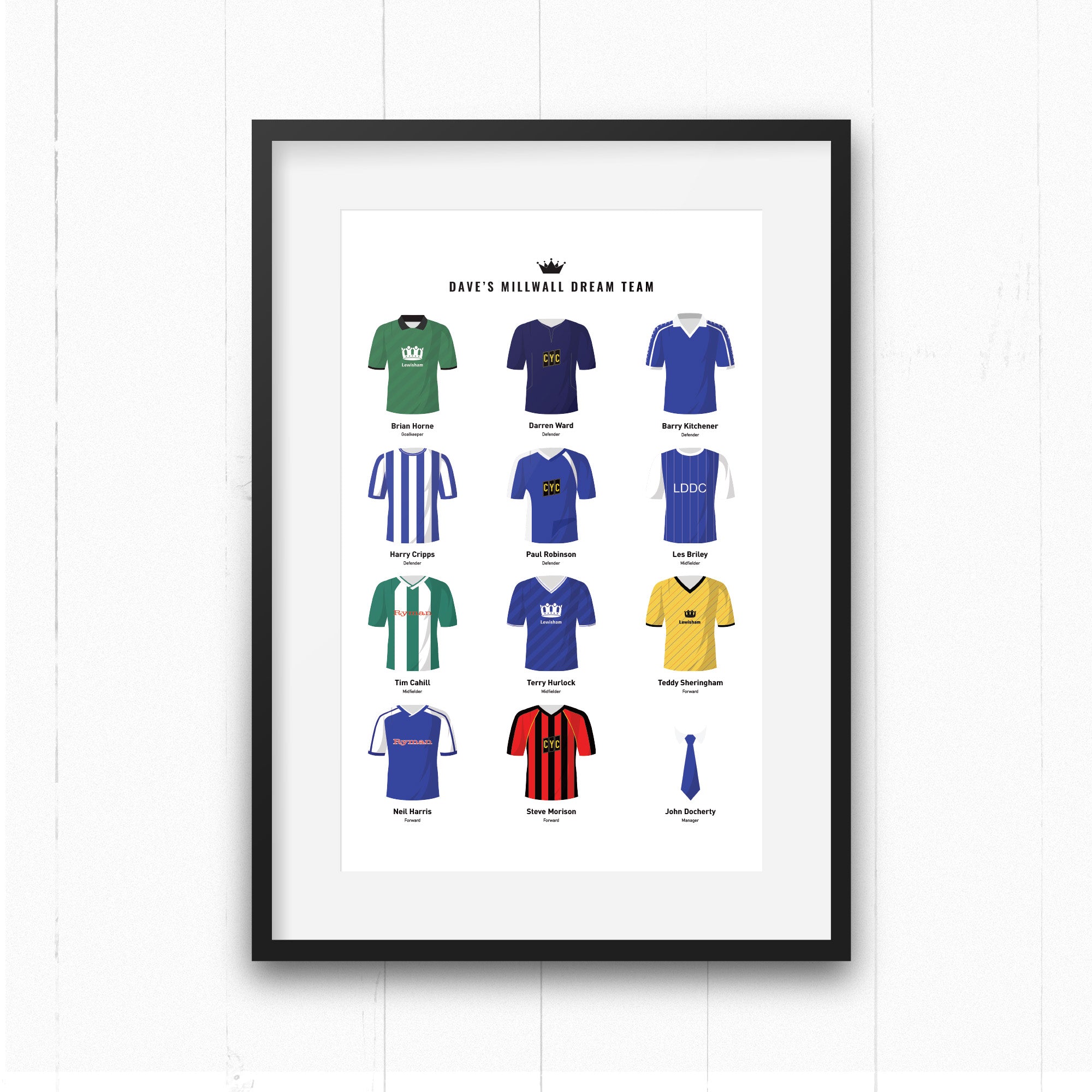 PERSONALISED Millwall Dream Team Football Print Good Team On Paper