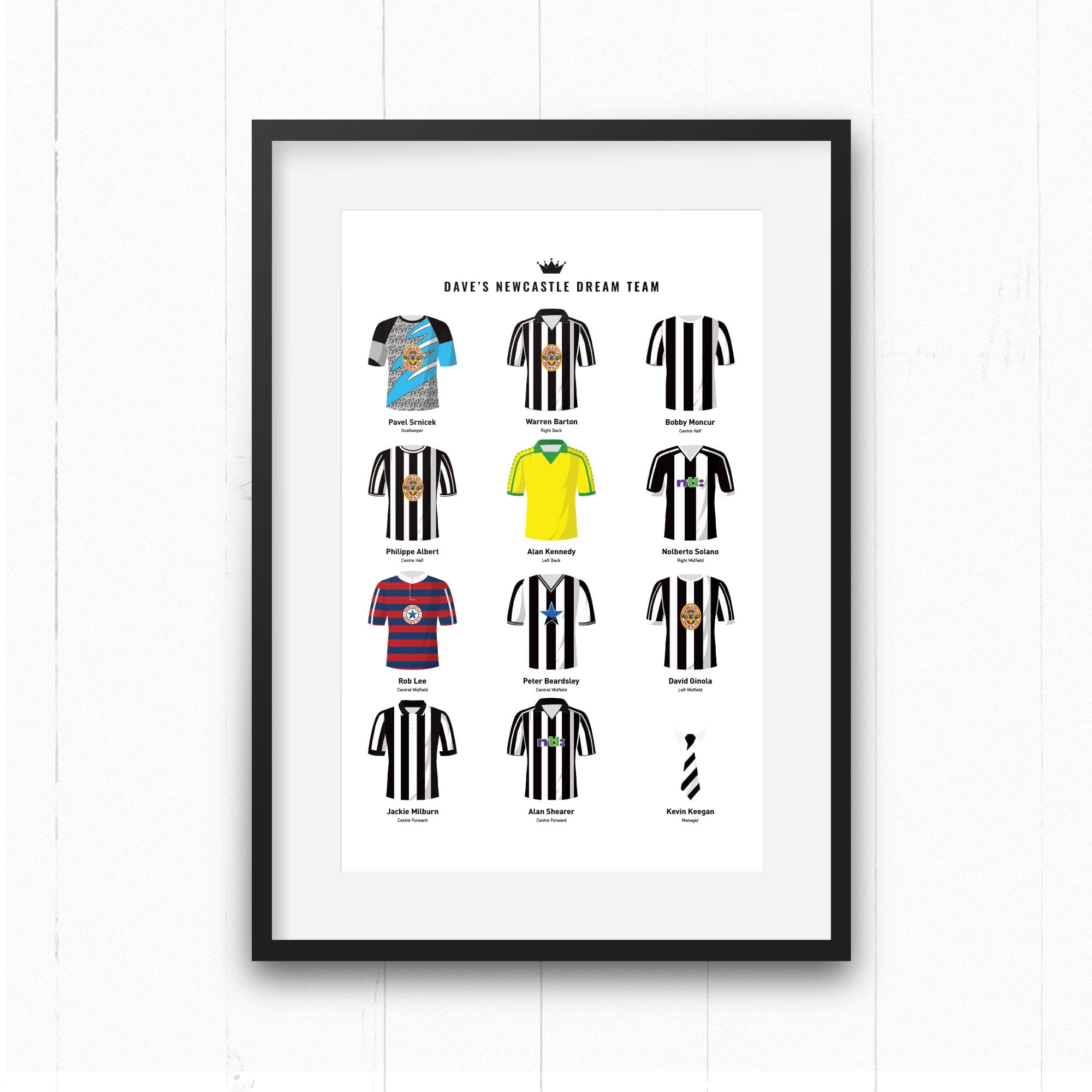 PERSONALISED Newcastle Dream Team Football Print Good Team On Paper
