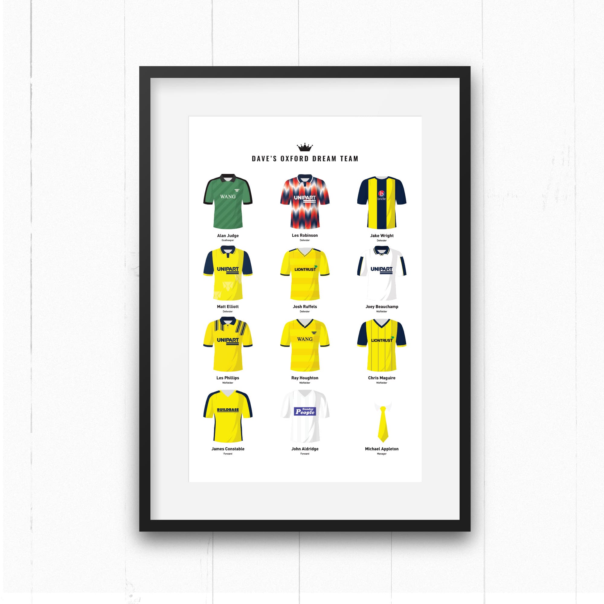 PERSONALISED Oxford Dream Team Football Print Good Team On Paper