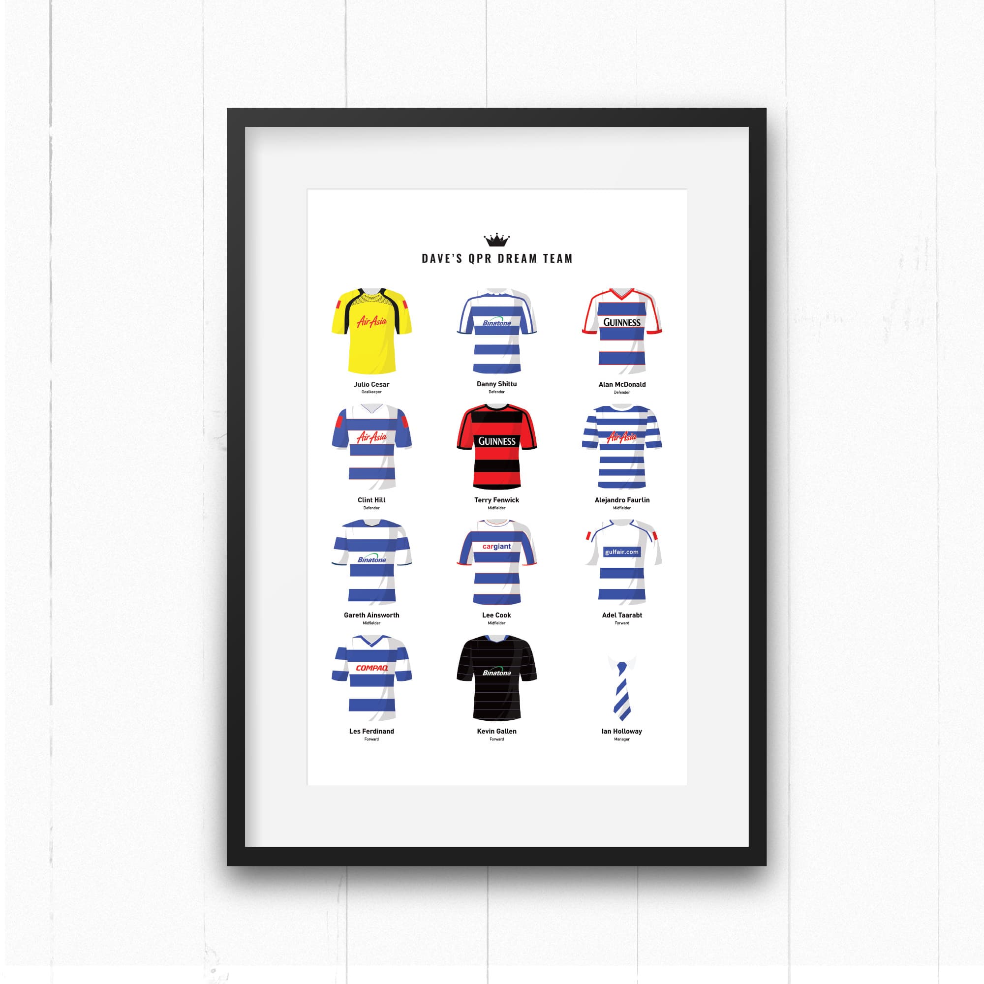 PERSONALISED QPR Dream Team Football Print Good Team On Paper
