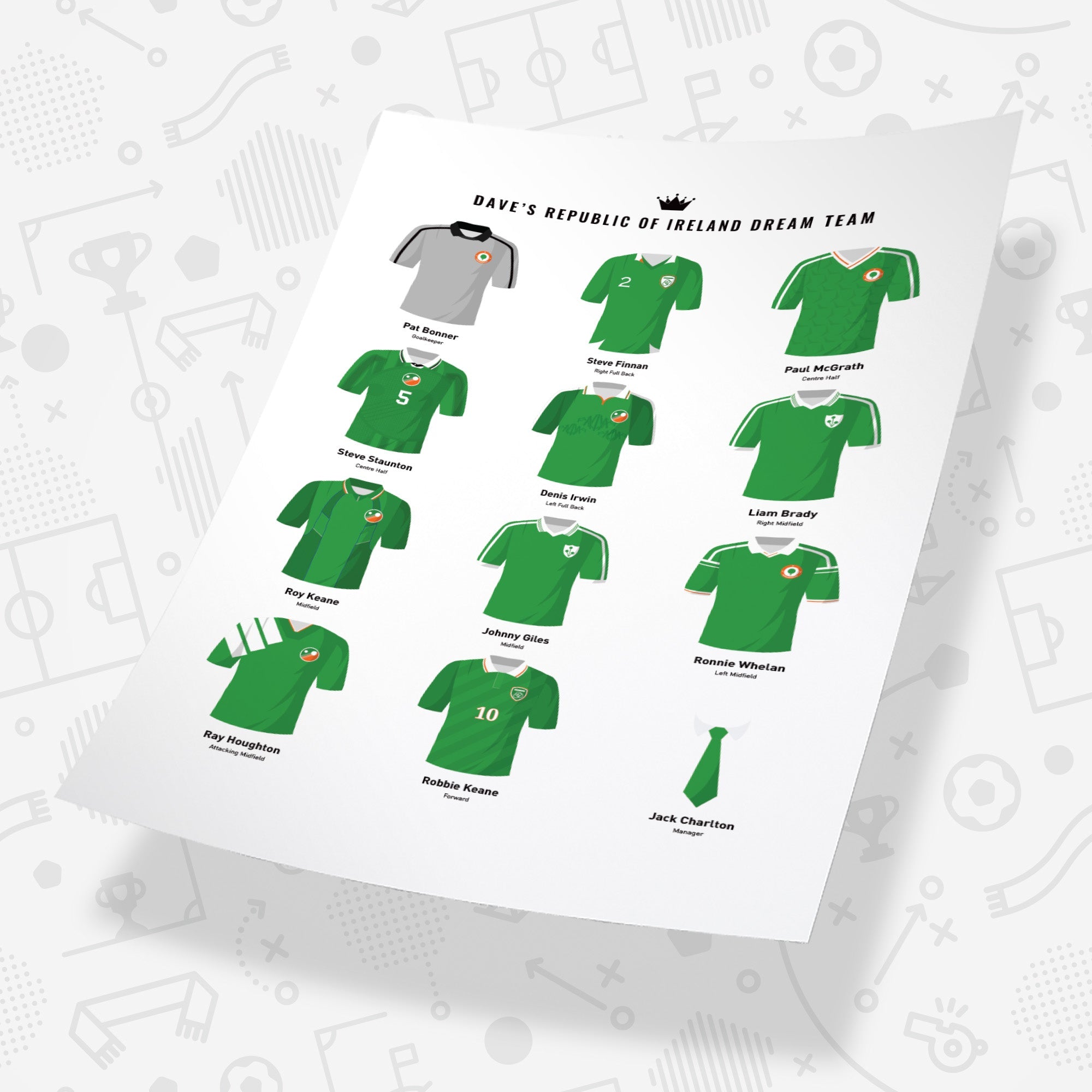 PERSONALISED Republic of Ireland Dream Team Football Print Good Team On Paper