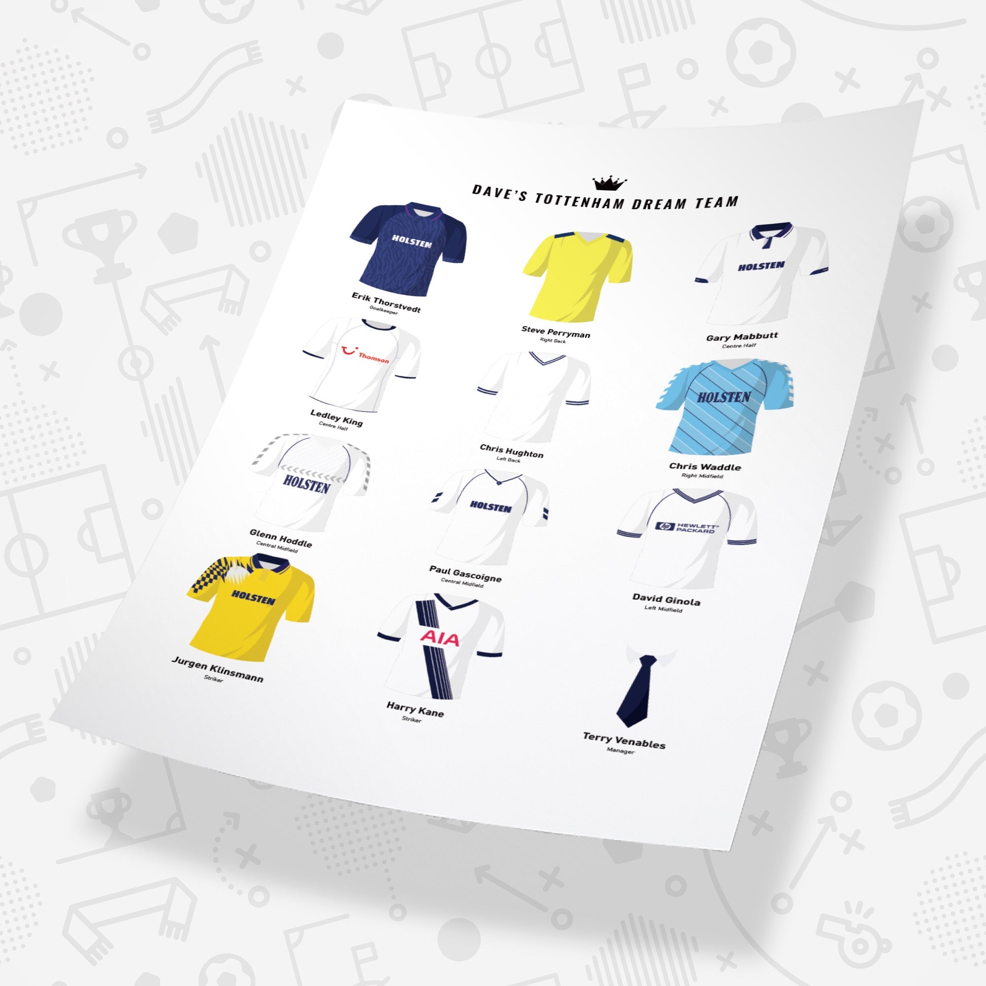 PERSONALISED Tottenham Dream Team Football Print Good Team On Paper