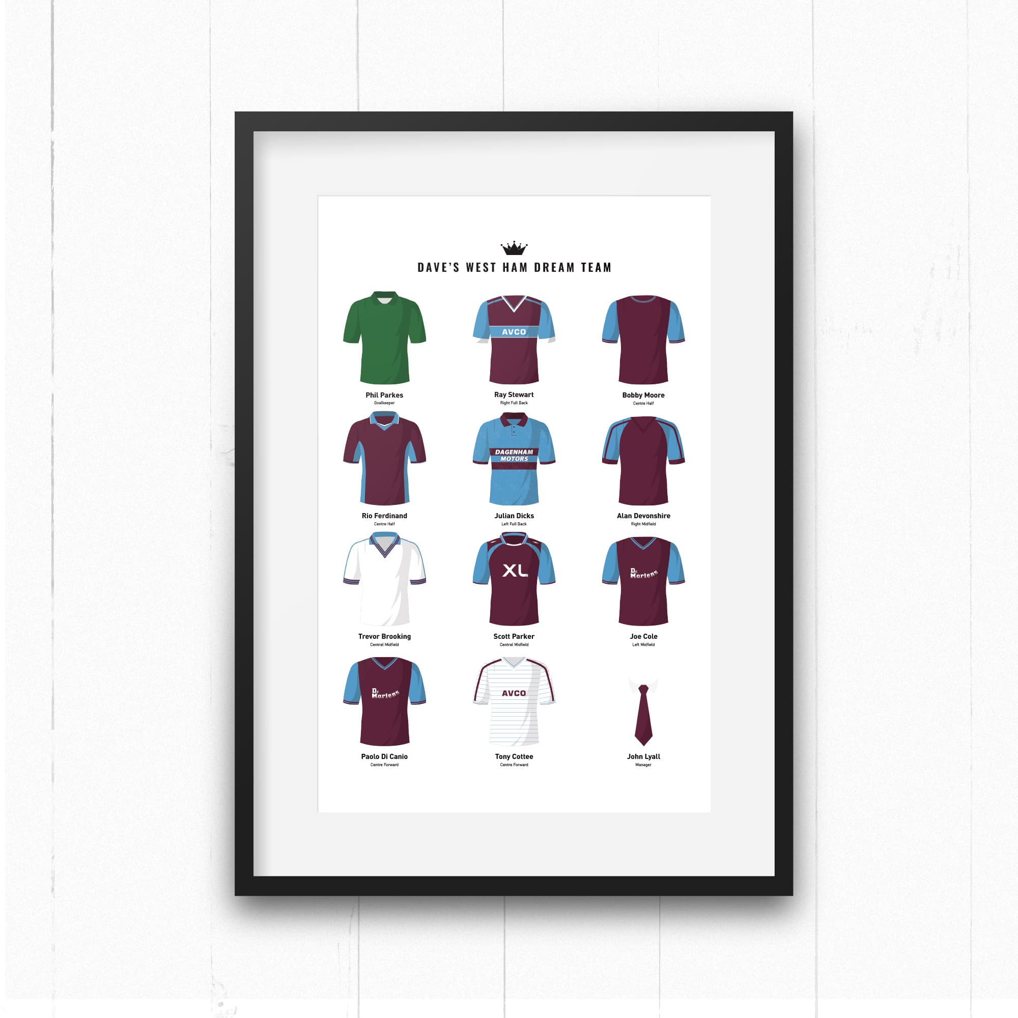 PERSONALISED West Ham Dream Team Football Print Good Team On Paper