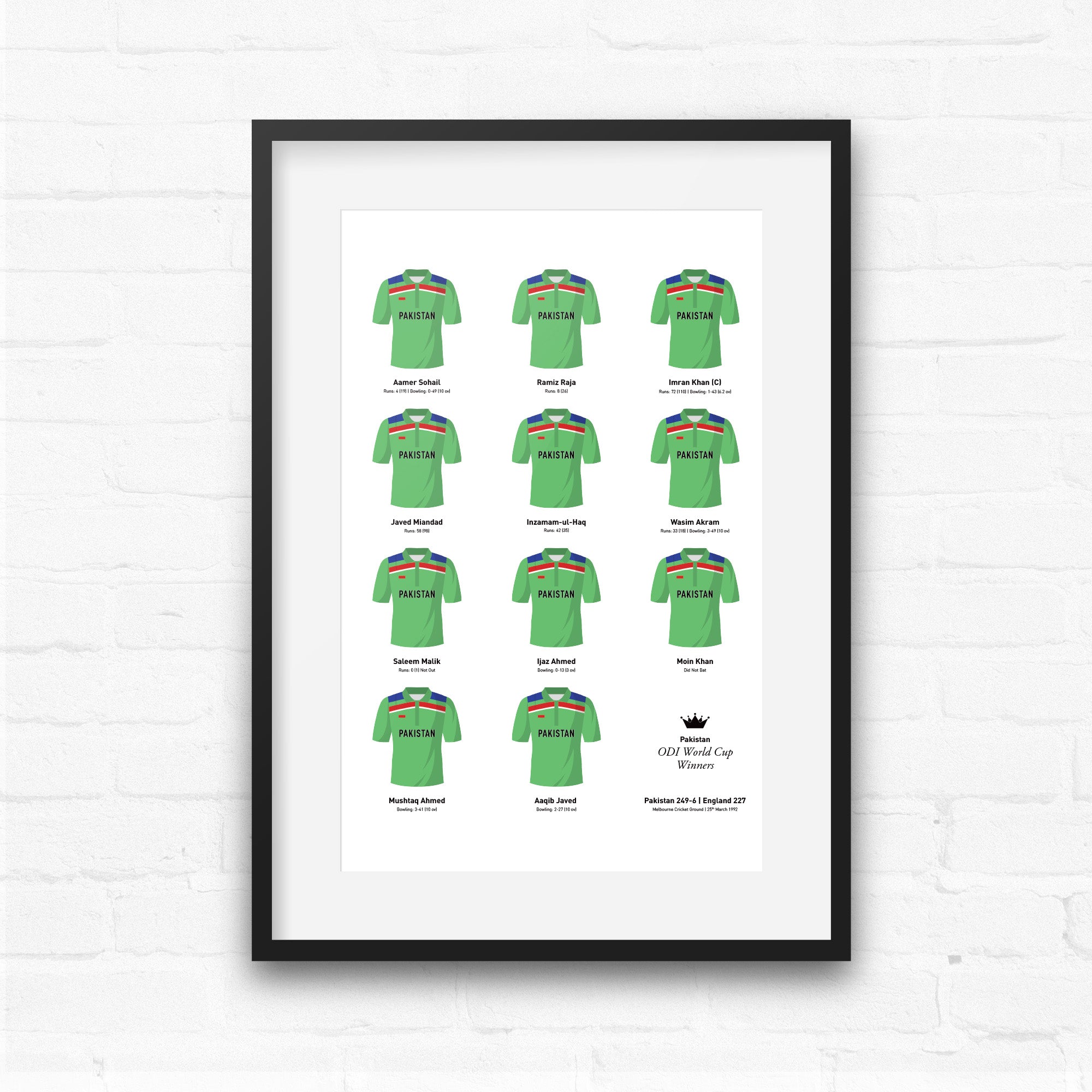 Pakistan Cricket 1992 World Cup Winners Team Print