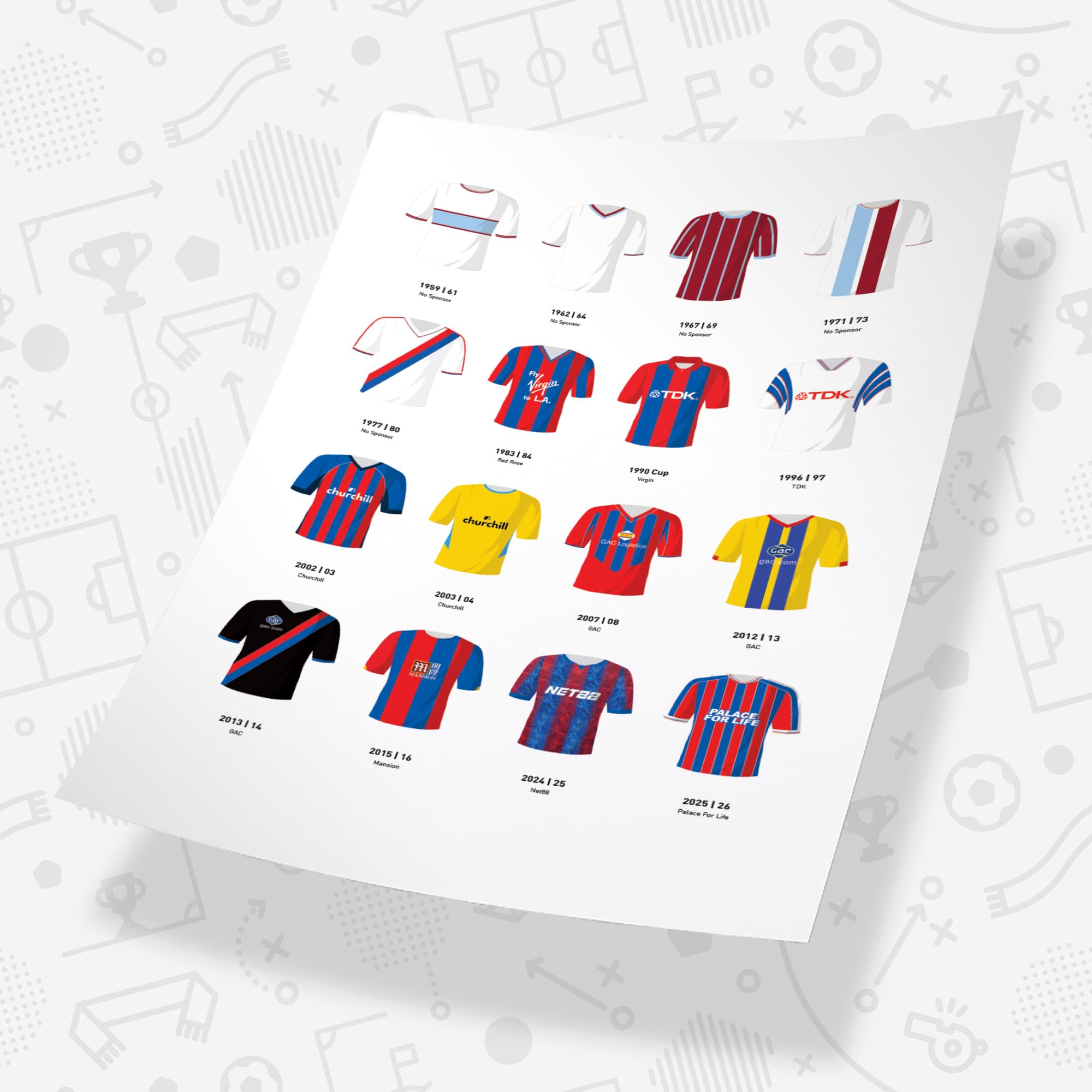 Palace Classic Kits Football Team Print