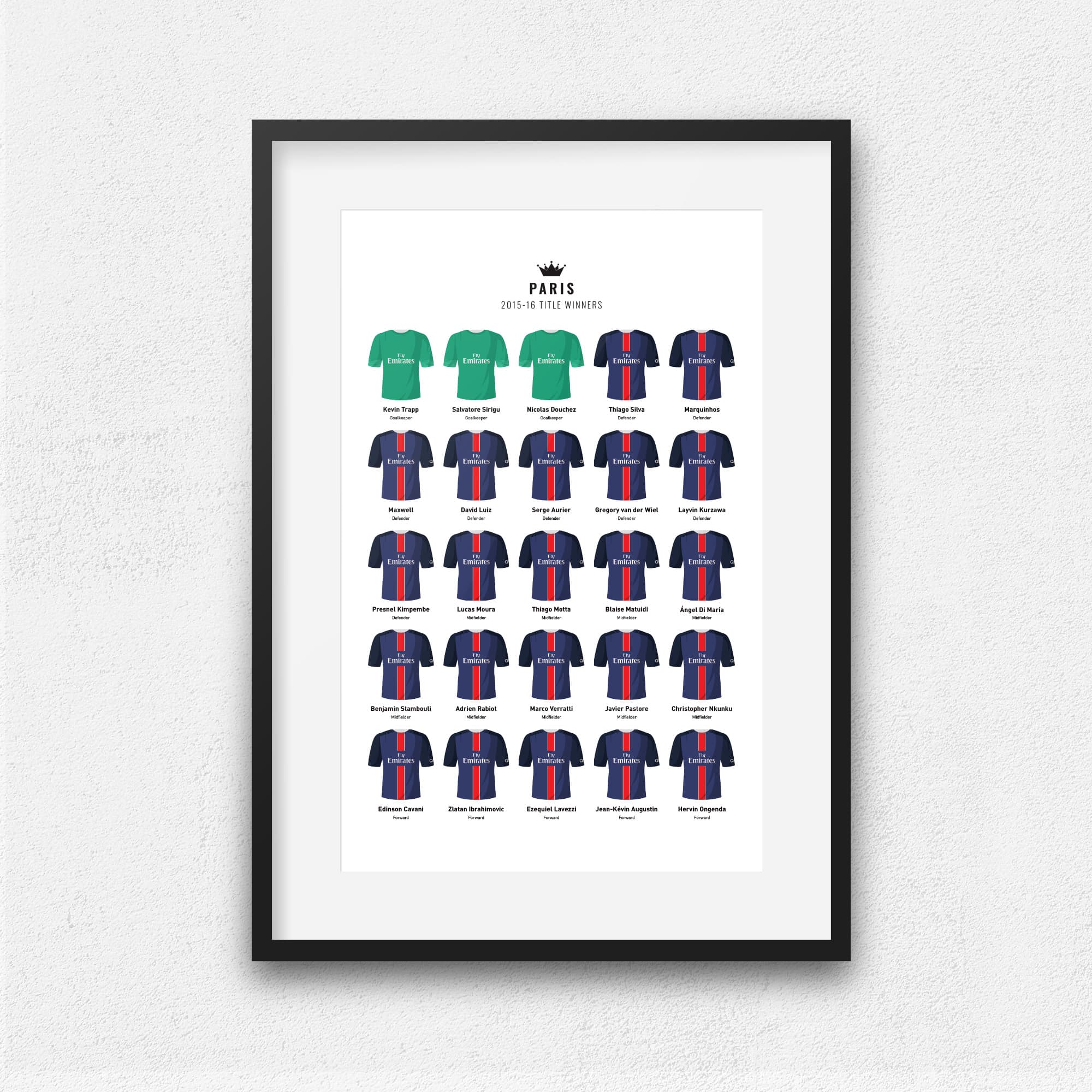 Paris SG 2016 Title Winners Football Team Print Good Team On Paper