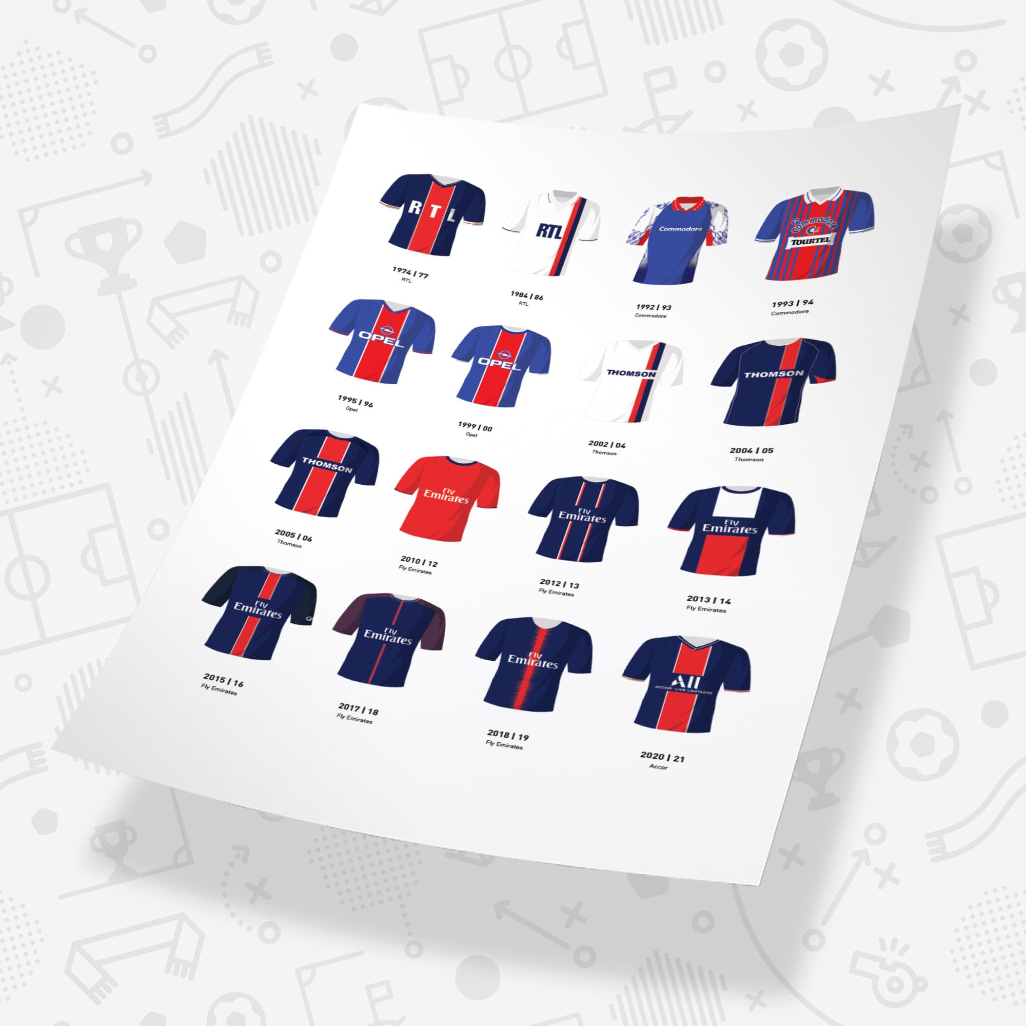 Paris SG Classic Kits Football Team Print Good Team On Paper