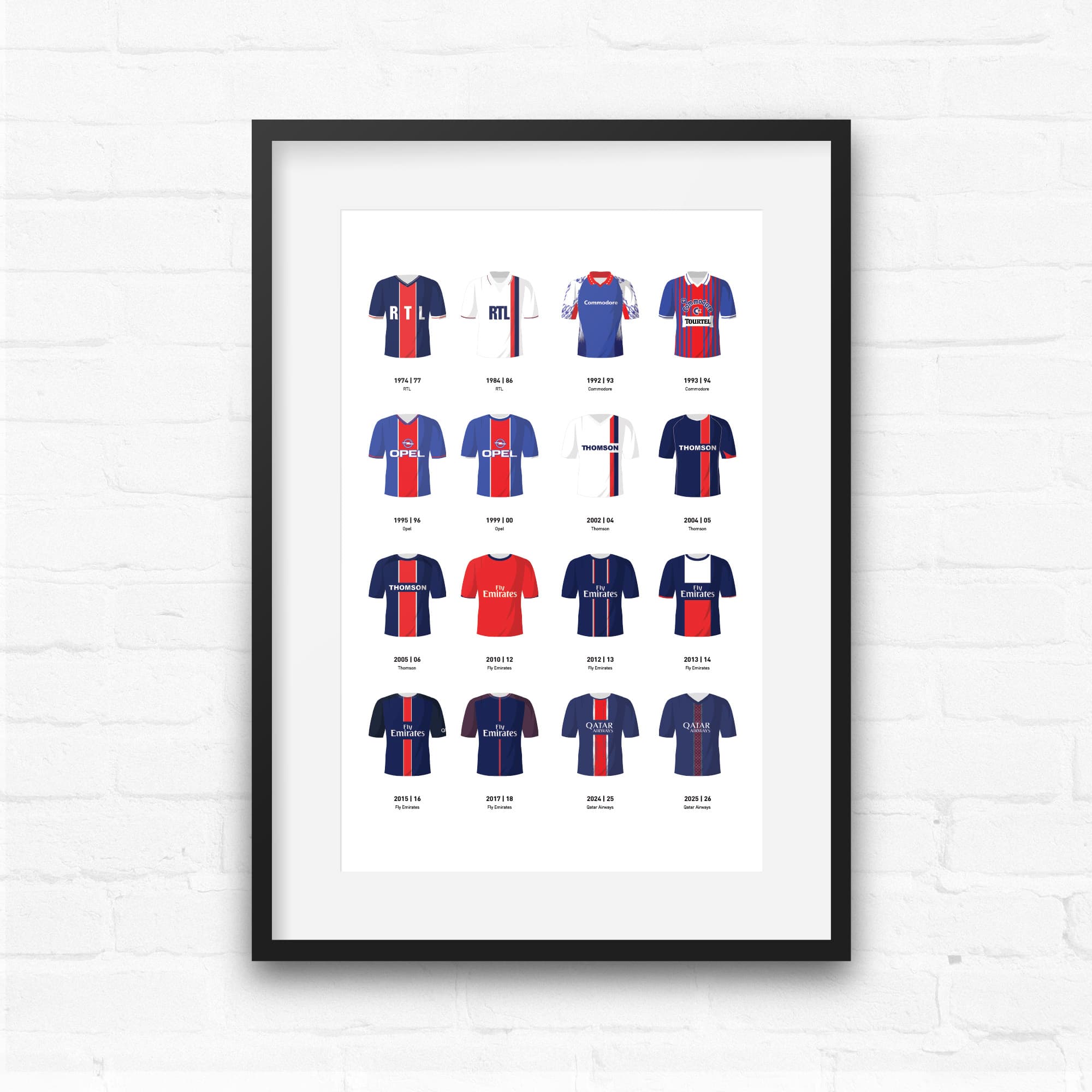 Paris SG Classic Kits Football Team Print
