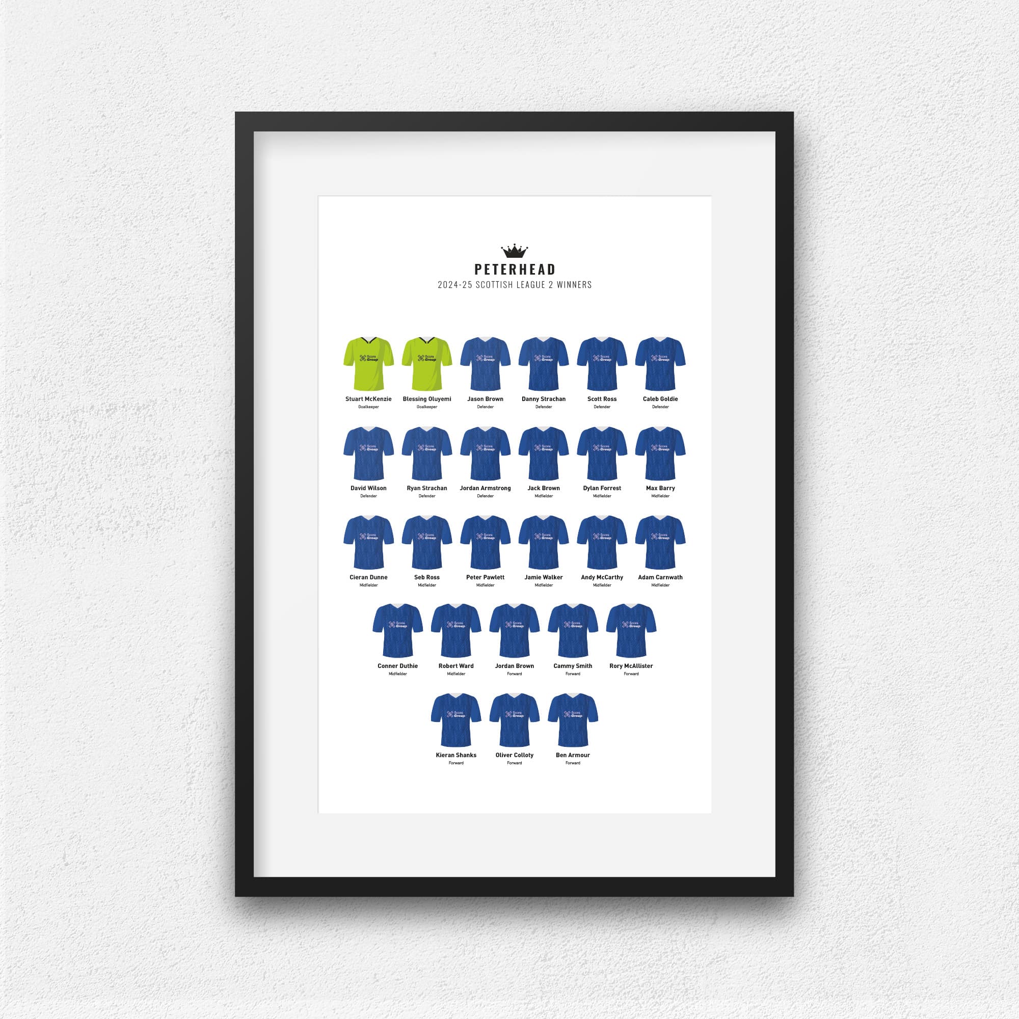 Peterhead 2025 Scottish League Two Winners Football Team Print