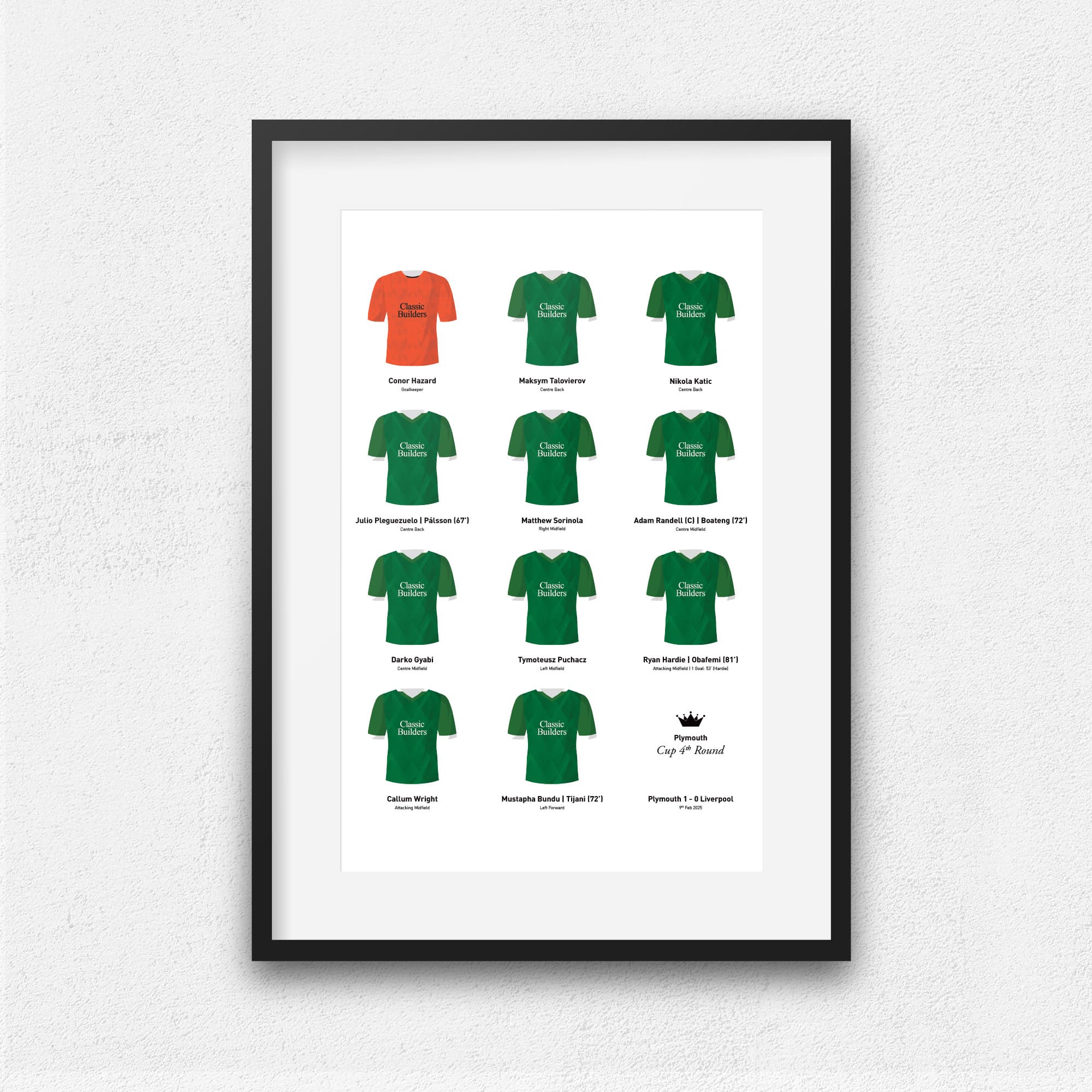 Plymouth 2025 Cup 4th Round Football Team Print