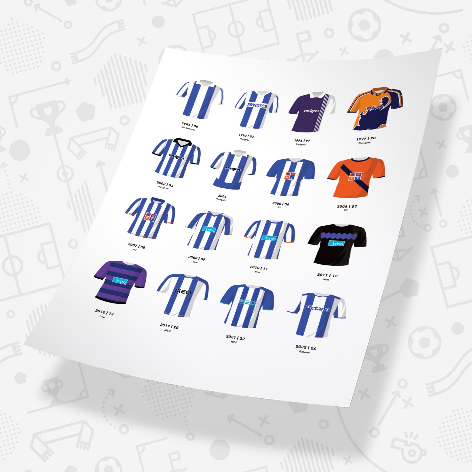 Porto Classic Kits Football Team Print