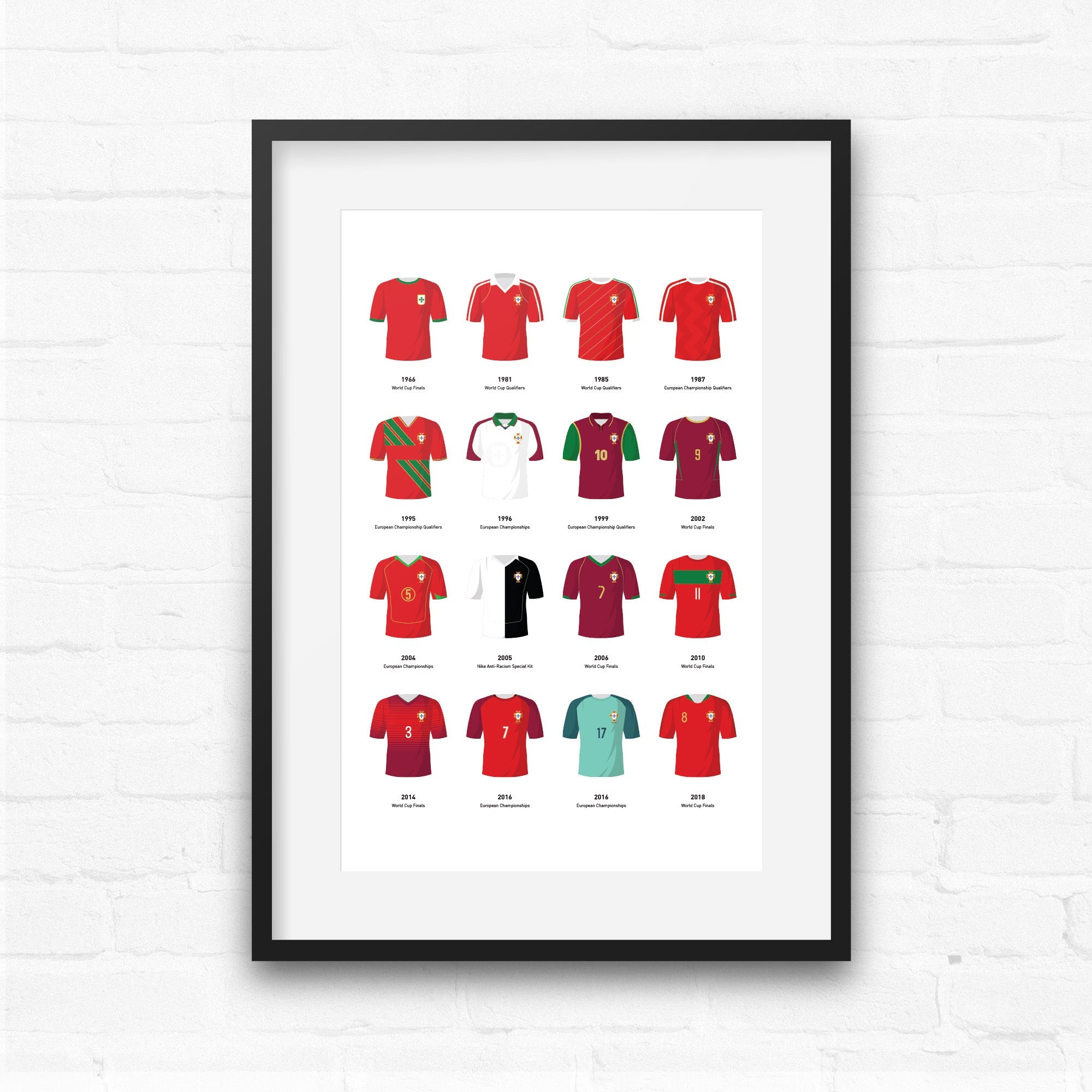 Portugal Classic Kits Football Team Print Good Team On Paper