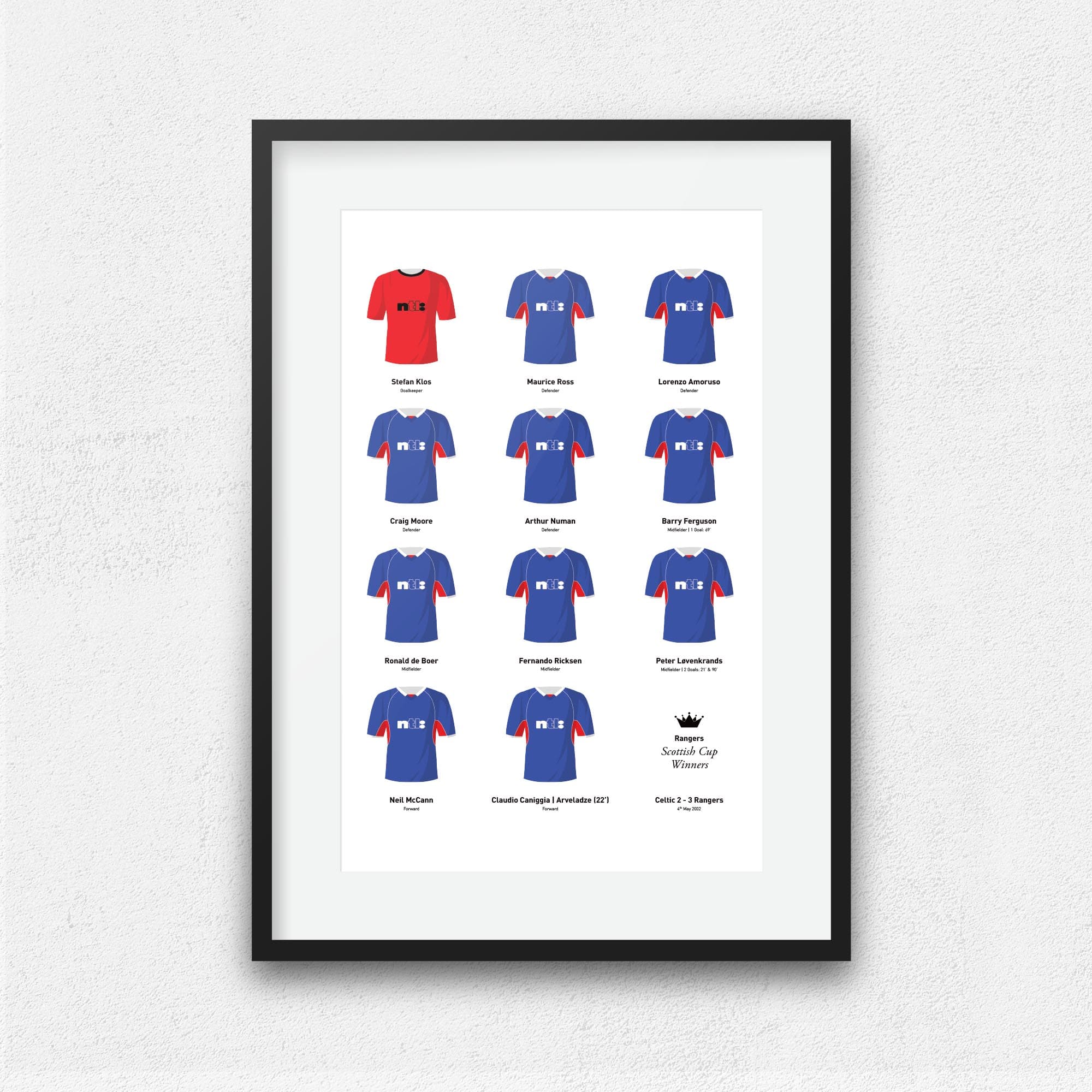 Rangers 2002 Scottish Cup Winners Football Team Print Good Team On Paper