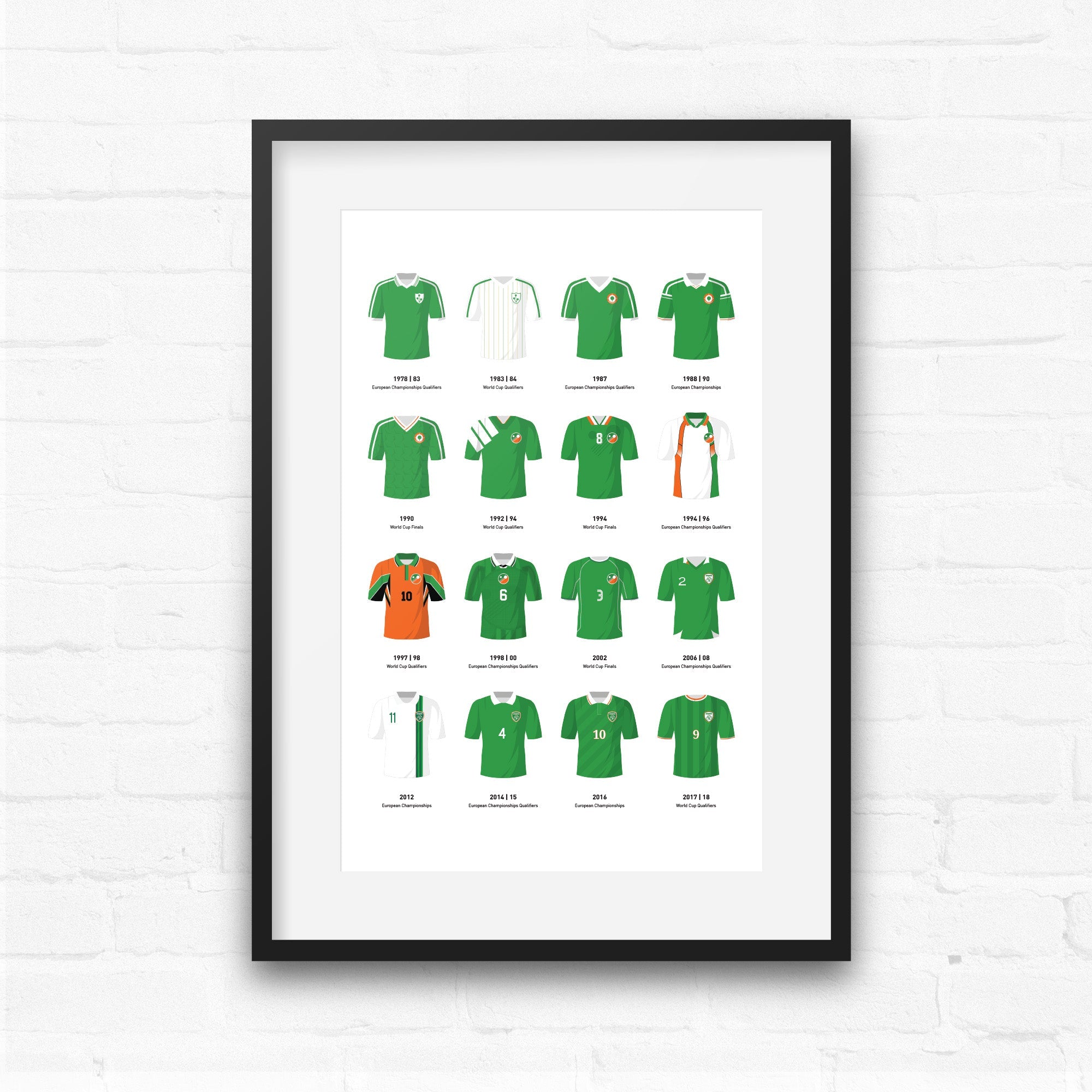 Republic of Ireland Classic Kits Football Team Print Good Team On Paper