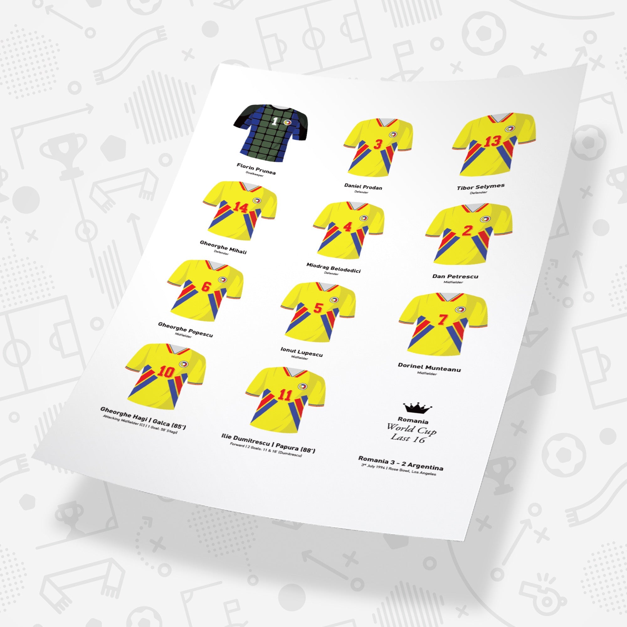 Romania 1994 World Cup Finals Football Team Print Good Team On Paper