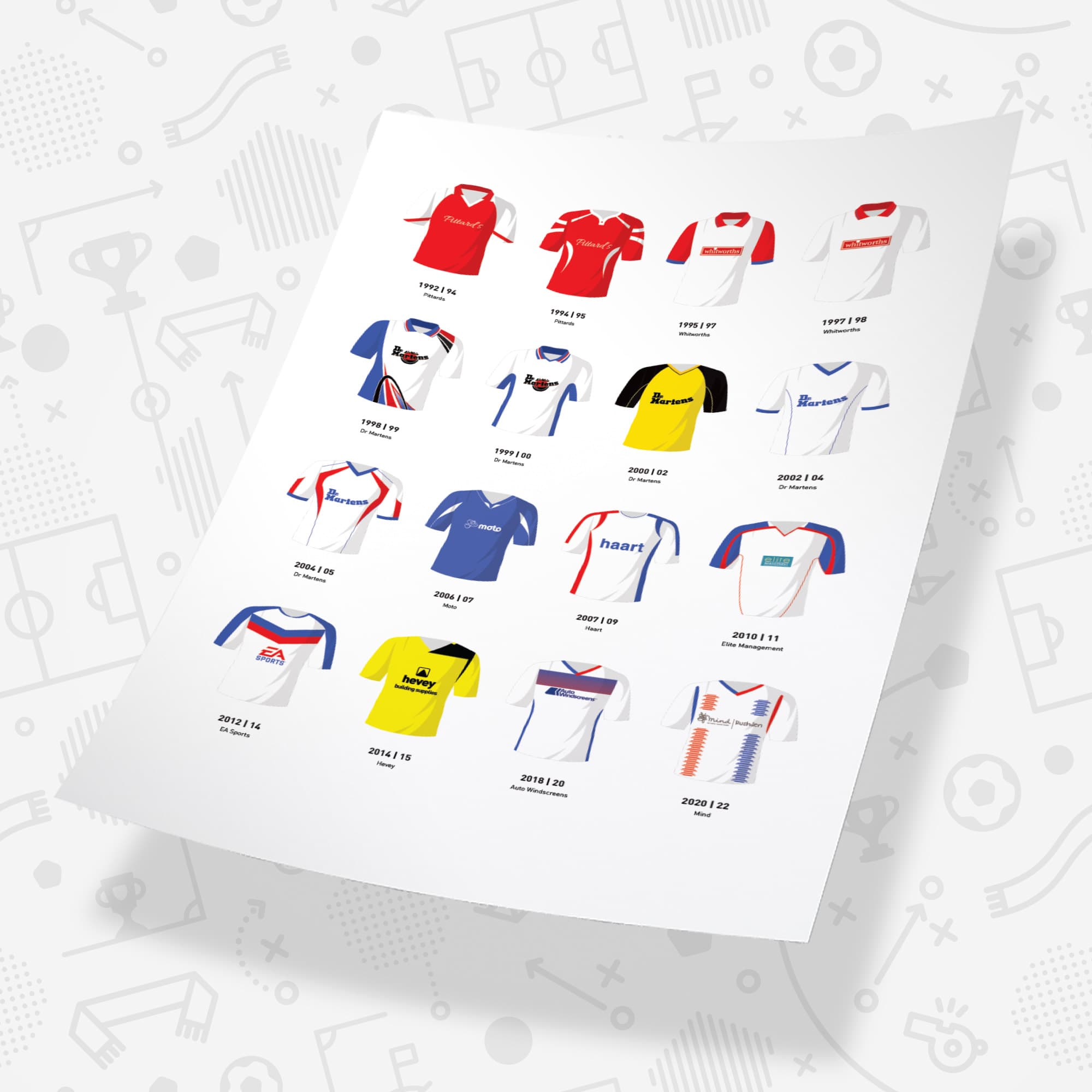 Rushden & Diamonds Classic Kits Football Team Print Good Team On Paper