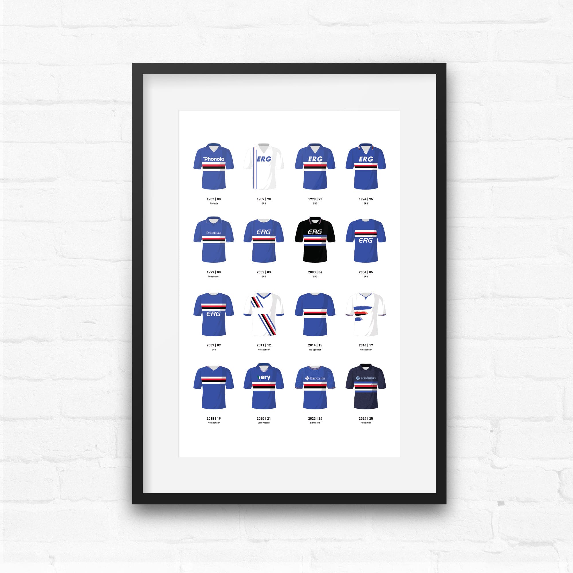 Sampdoria Classic Kits Football Team Print