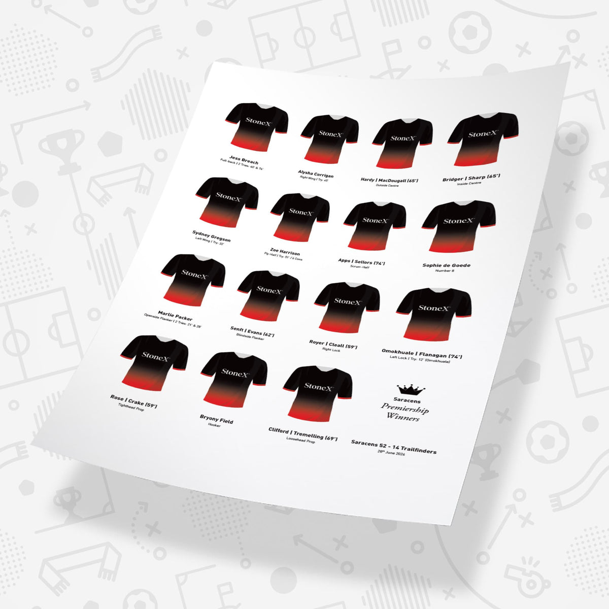 Saracens Women Rugby Union 2026 Premier Winners Team Print