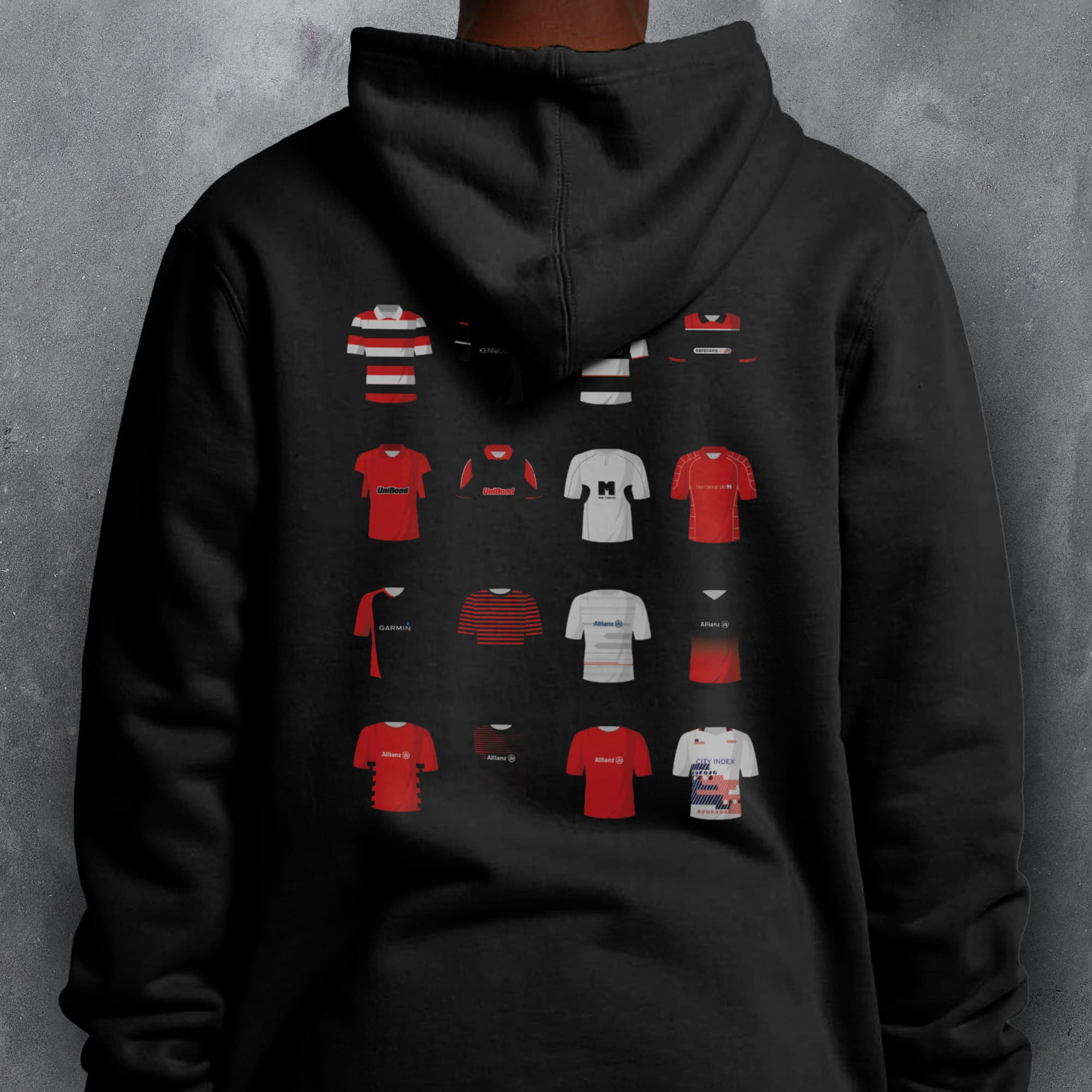 Saracens Rugby Union Classic Kits Hoodie