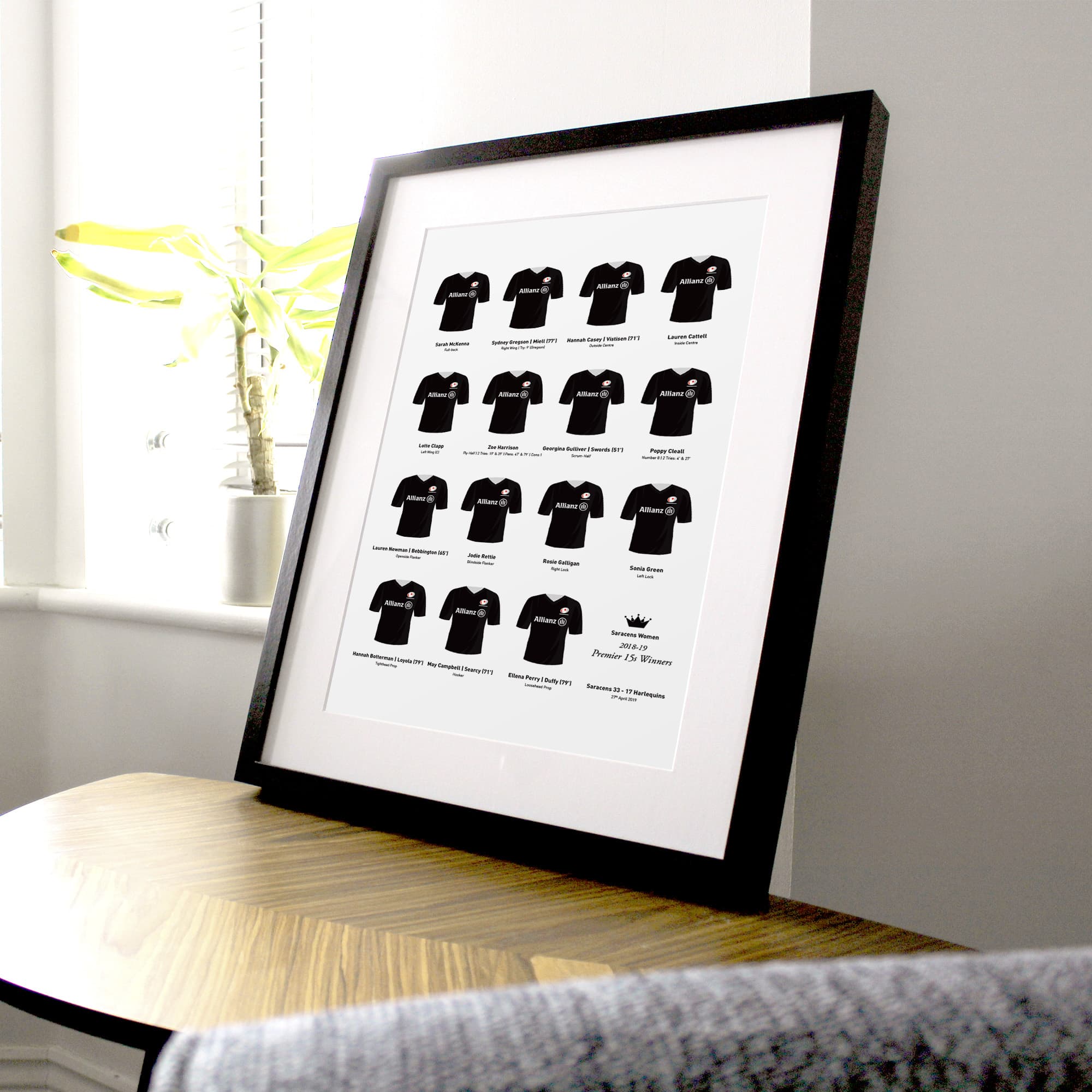 Saracens Women Rugby Union 2019 Premier Winners Team Print