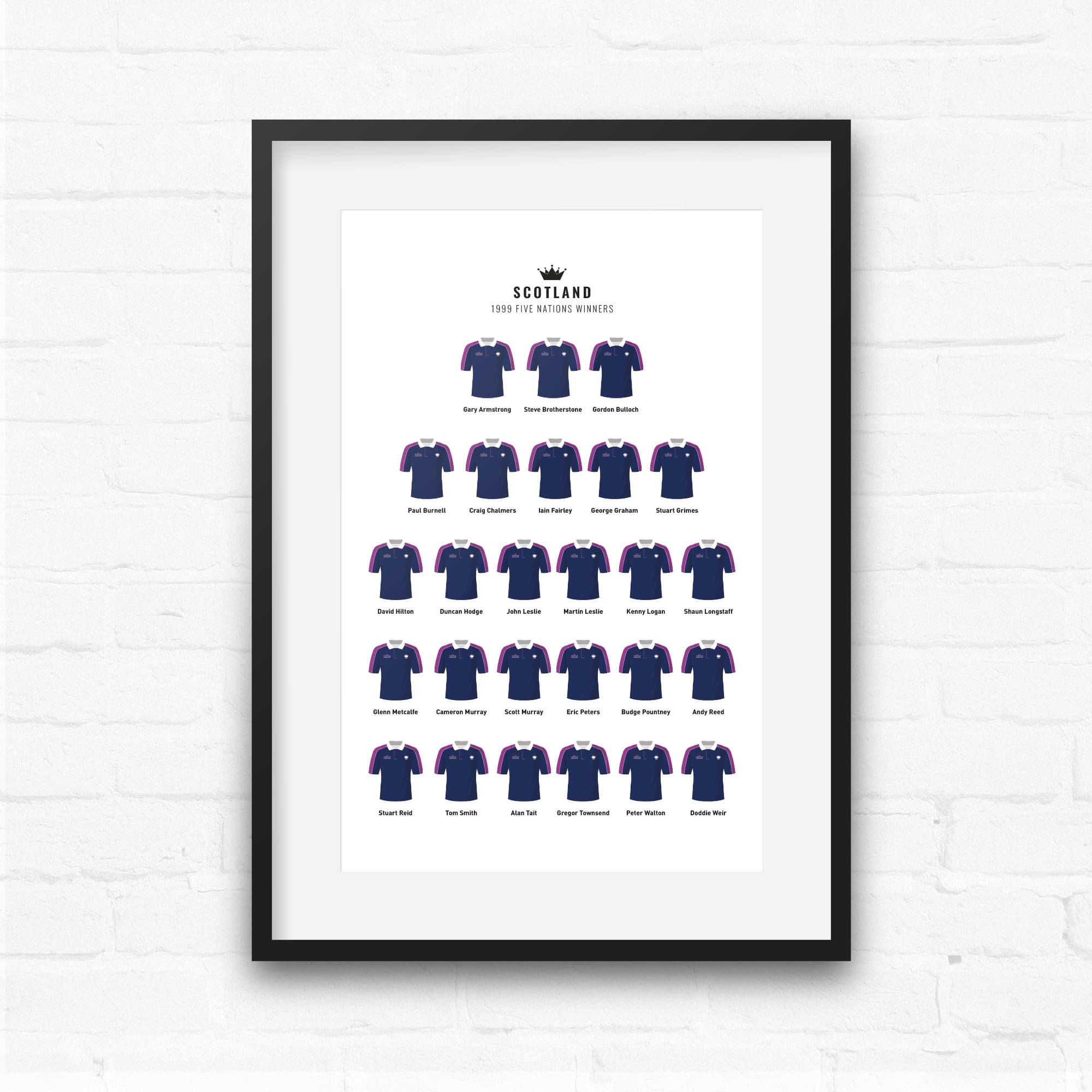 Scotland Rugby Union 1999 Five Nations Winners Team Print
