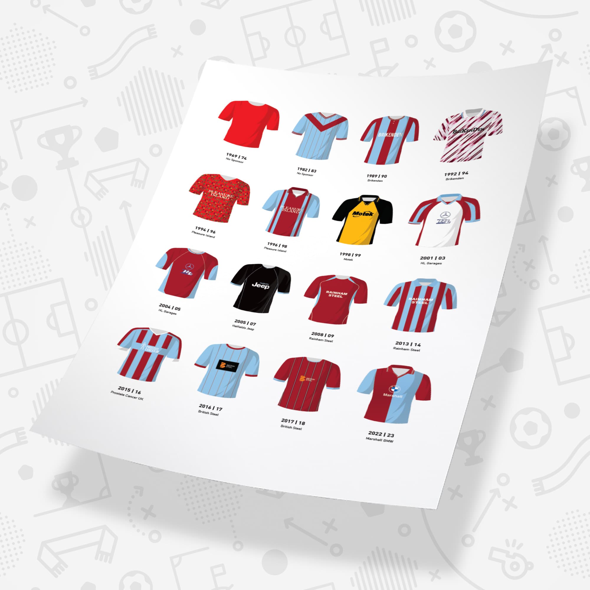 Scunthorpe Classic Kits Football Team Print Good Team On Paper