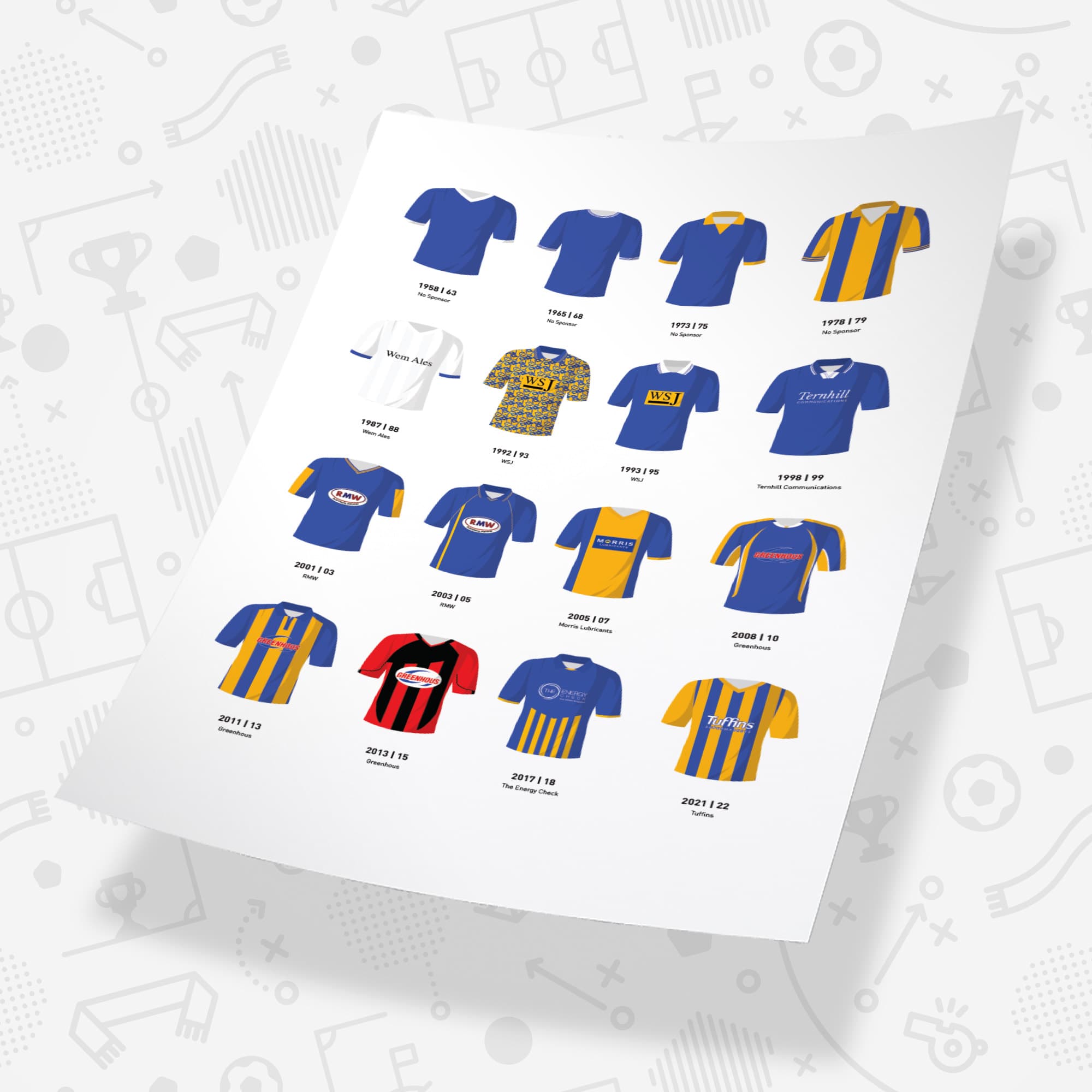 Shrewsbury Classic Kits Football Team Print Good Team On Paper