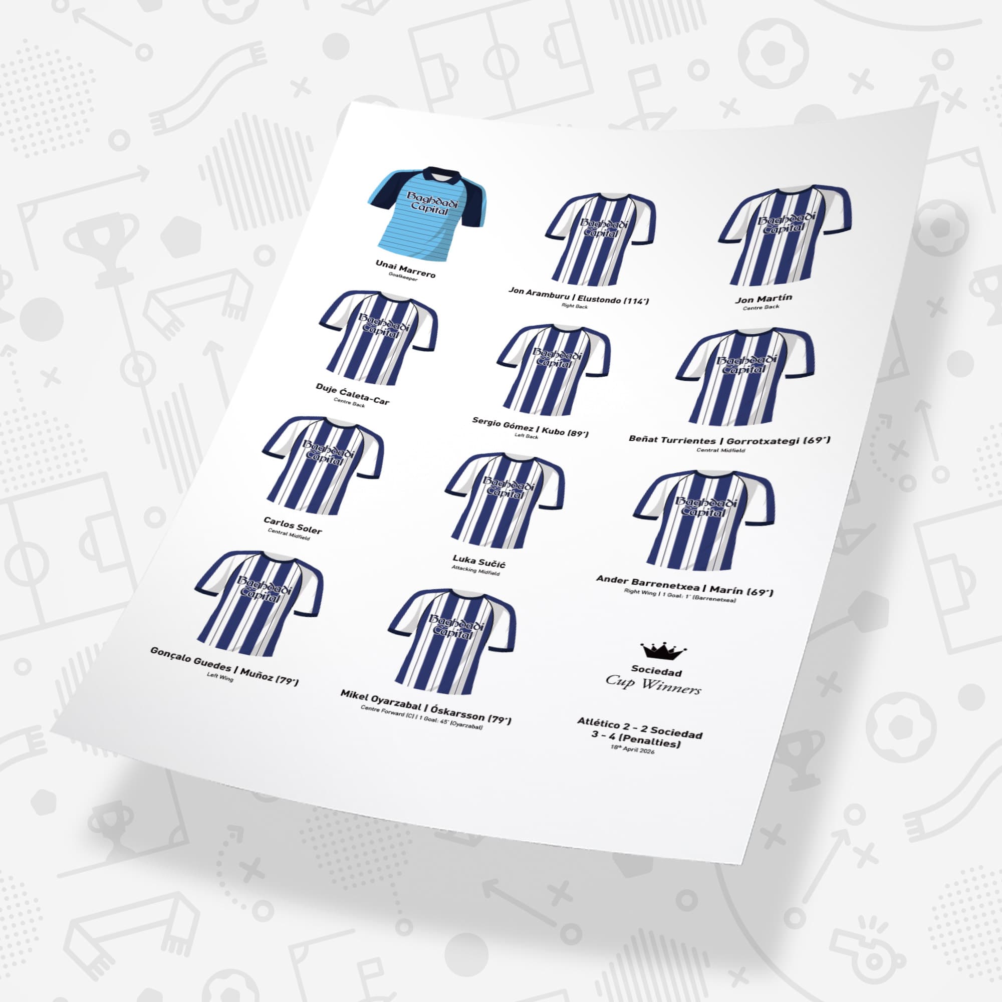 Sociedad 2026 Cup Winners Football Team Print