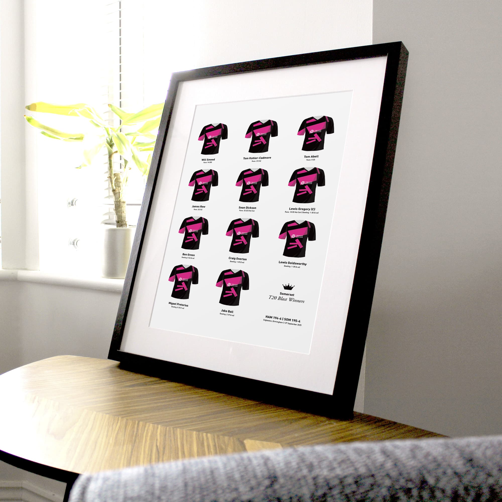 Somerset Cricket 2025 T20 Blast Winners Team Print