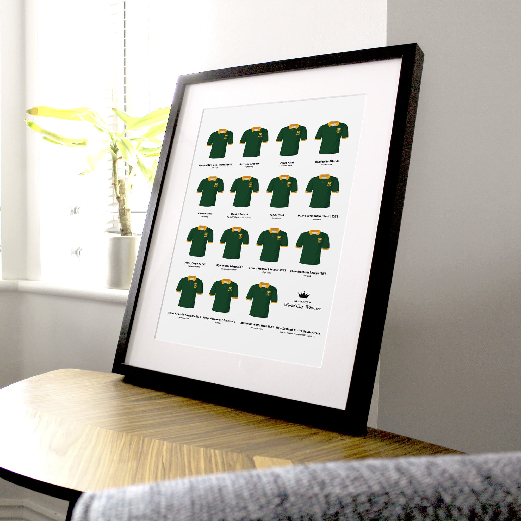South Africa Rugby Union 2023 World Cup Winners Team Print
