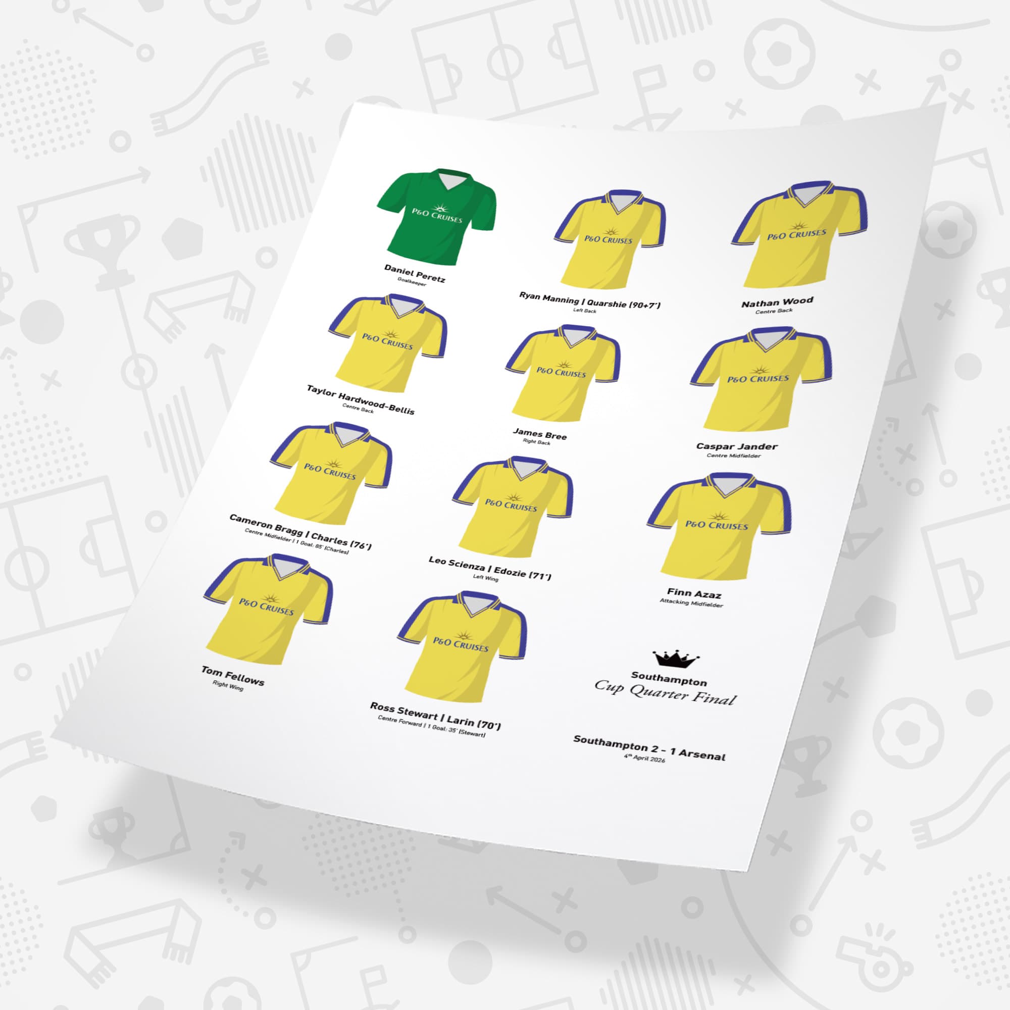 Southampton 2026 Cup Quarter Final Football Team Print