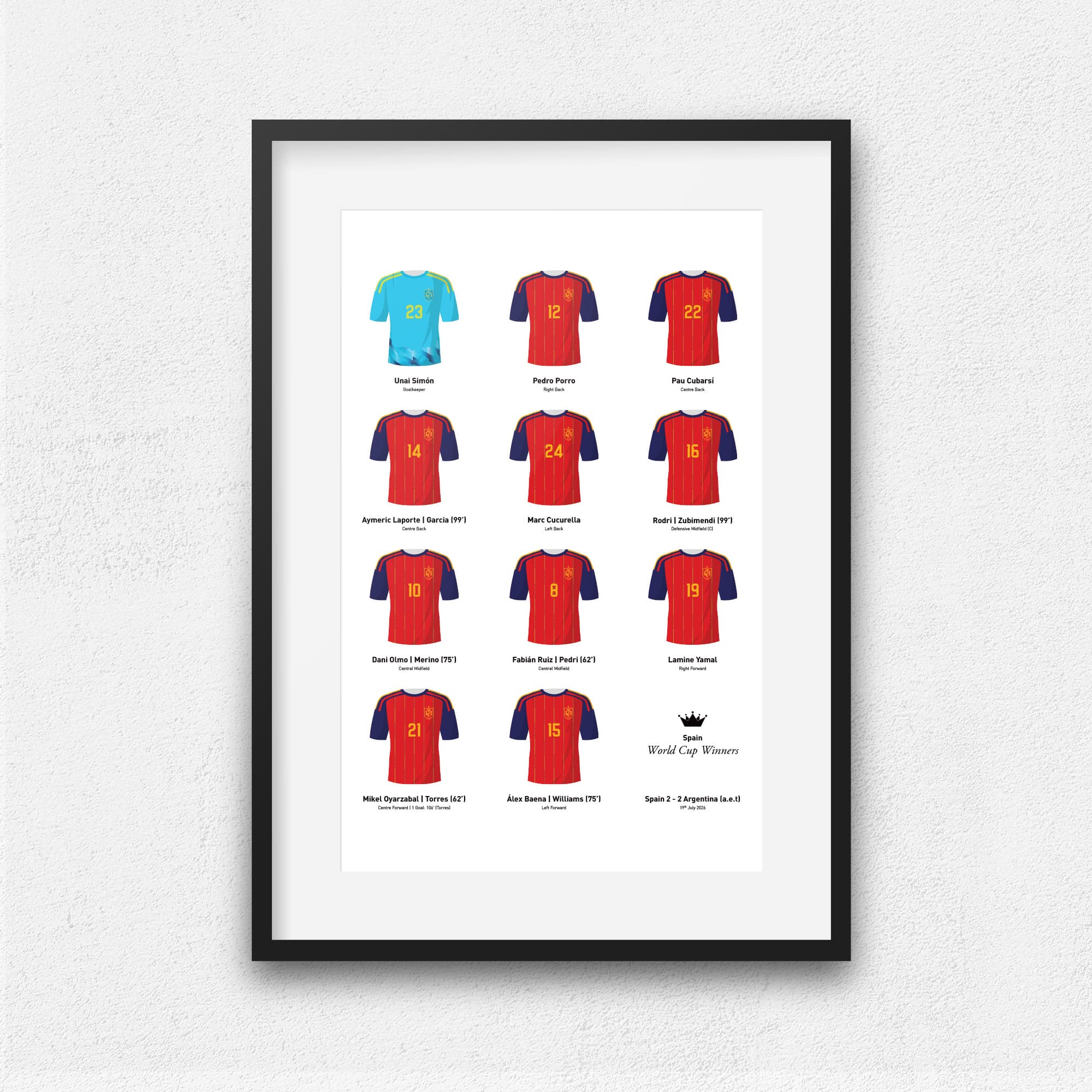 Spain 2026 World Cup Winners Football Team Print