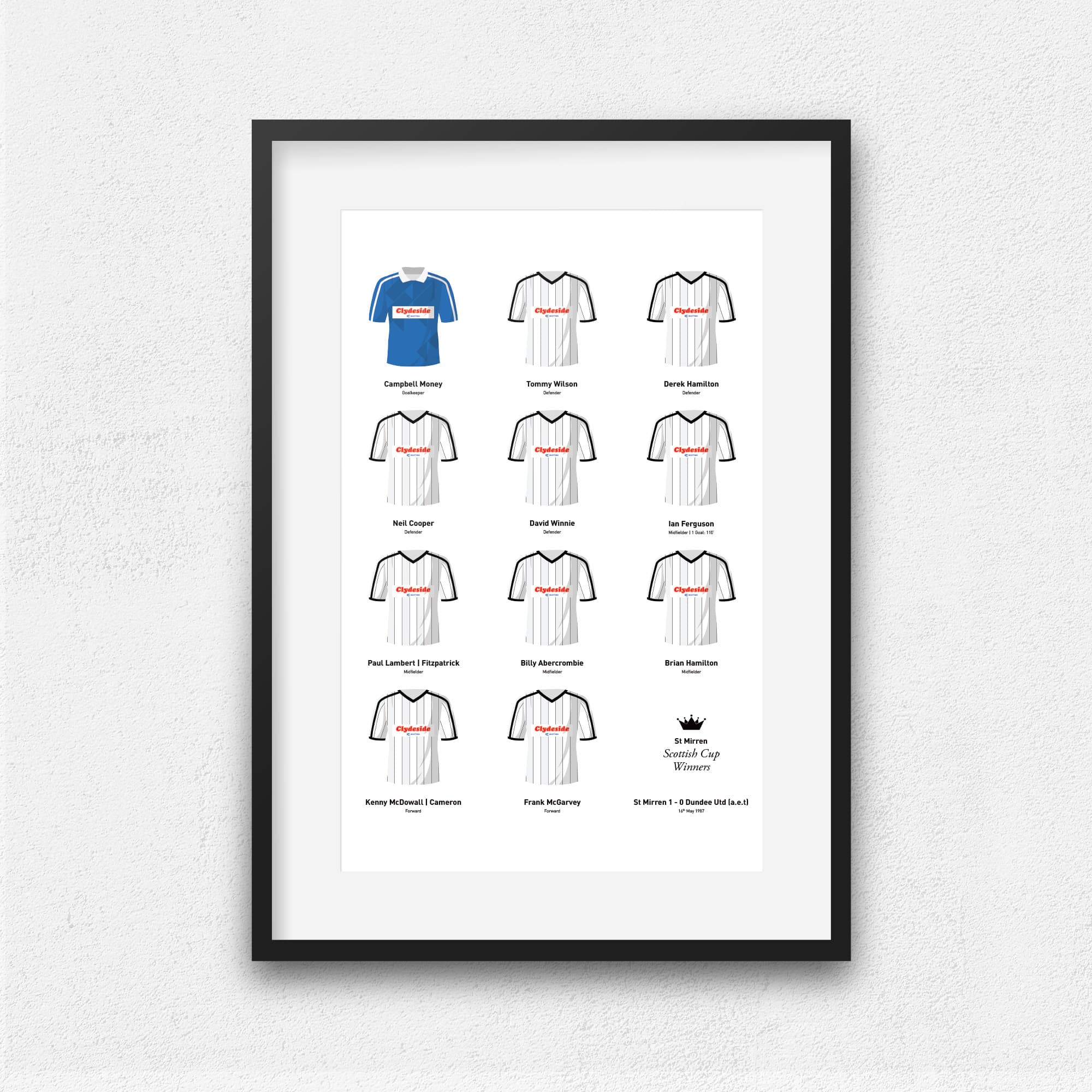 St Mirren 1987 Scottish Cup Winners Football Team Print Good Team On Paper