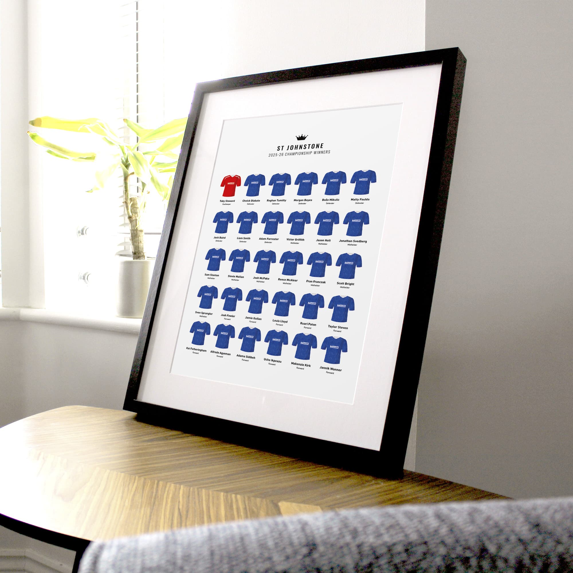 St Johnstone 2026 Scottish Championship Winners Football Team Print