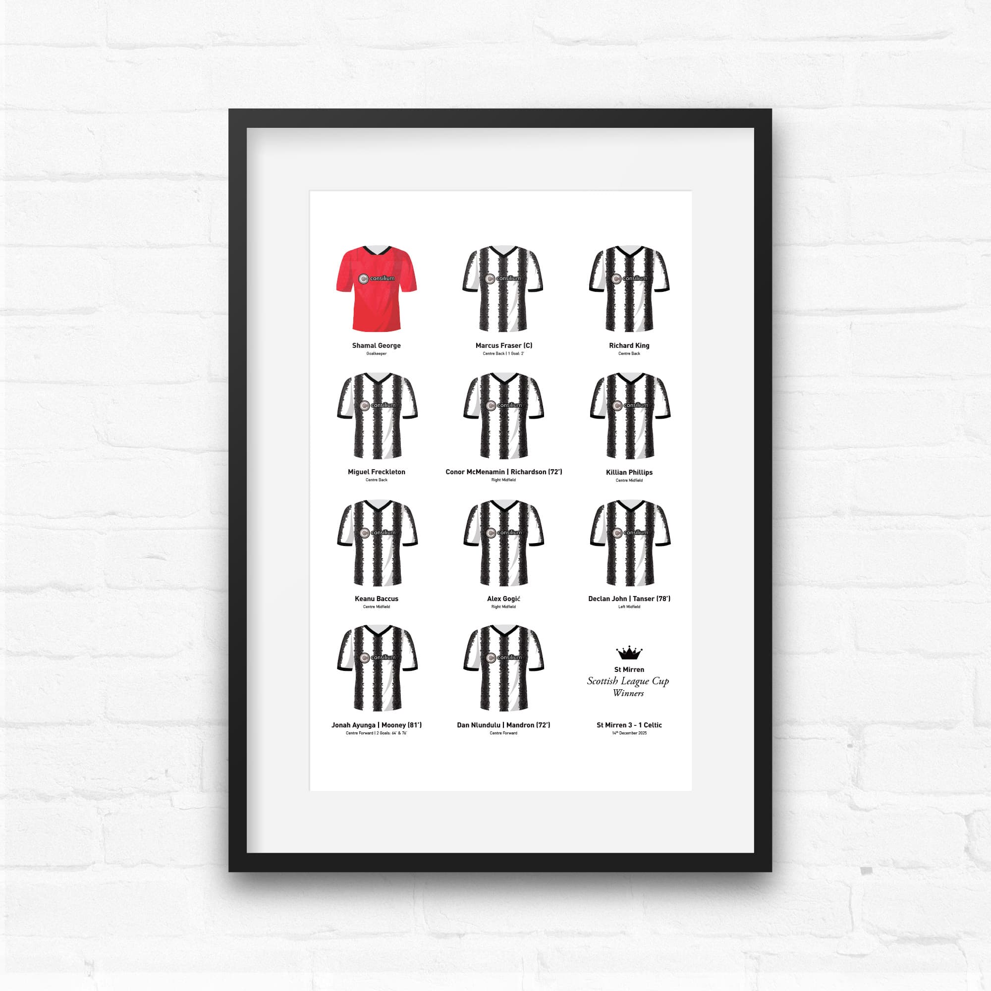 St Mirren 2025-26 Scottish League Cup Winners Football Team Print