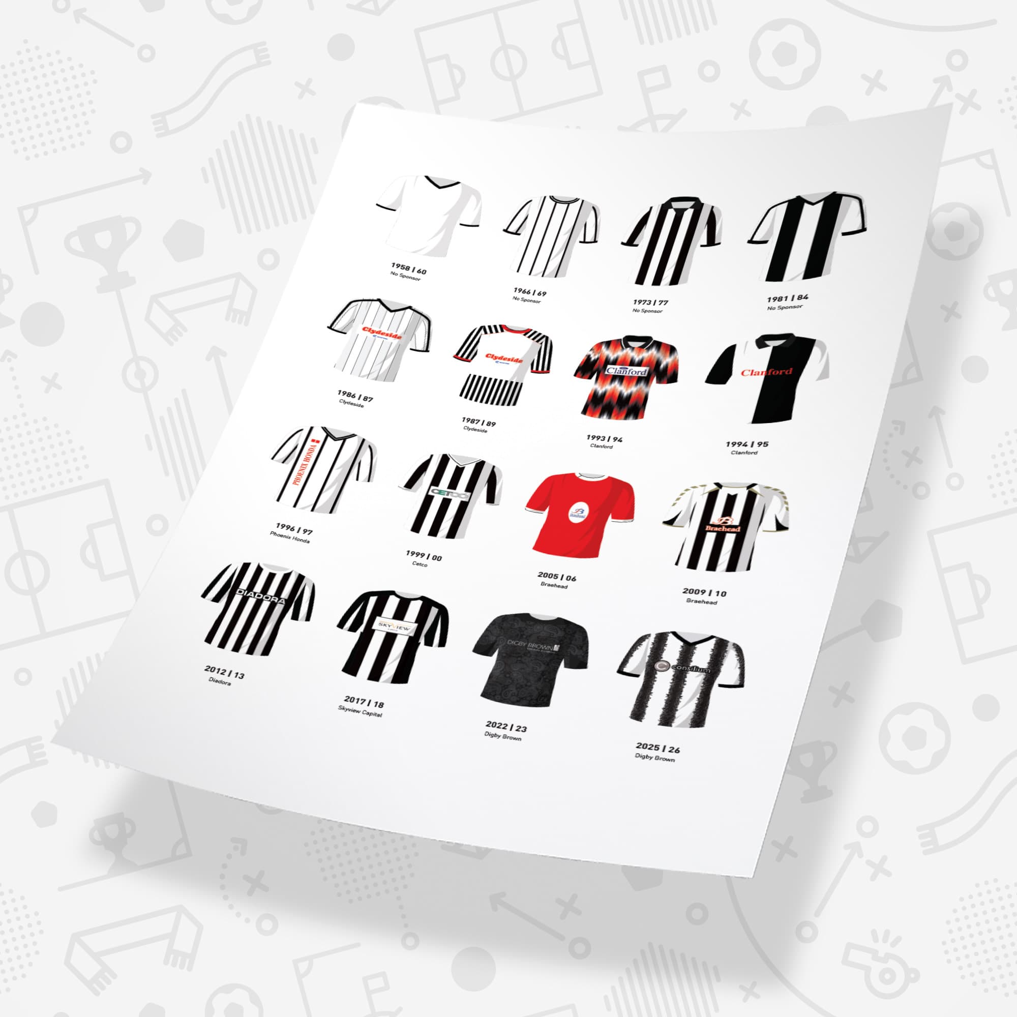 St Mirren Classic Kits Football Team Print