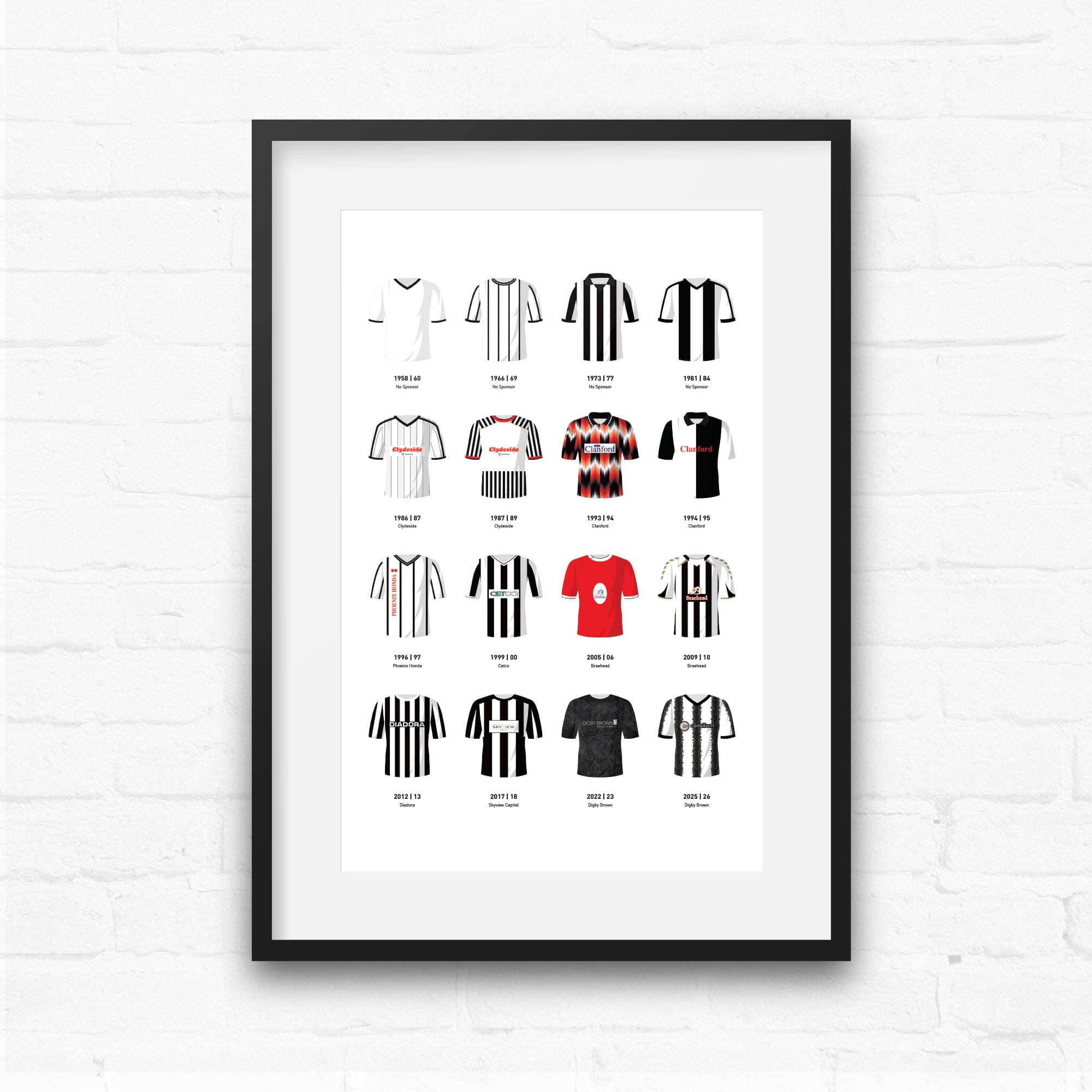 St Mirren Classic Kits Football Team Print