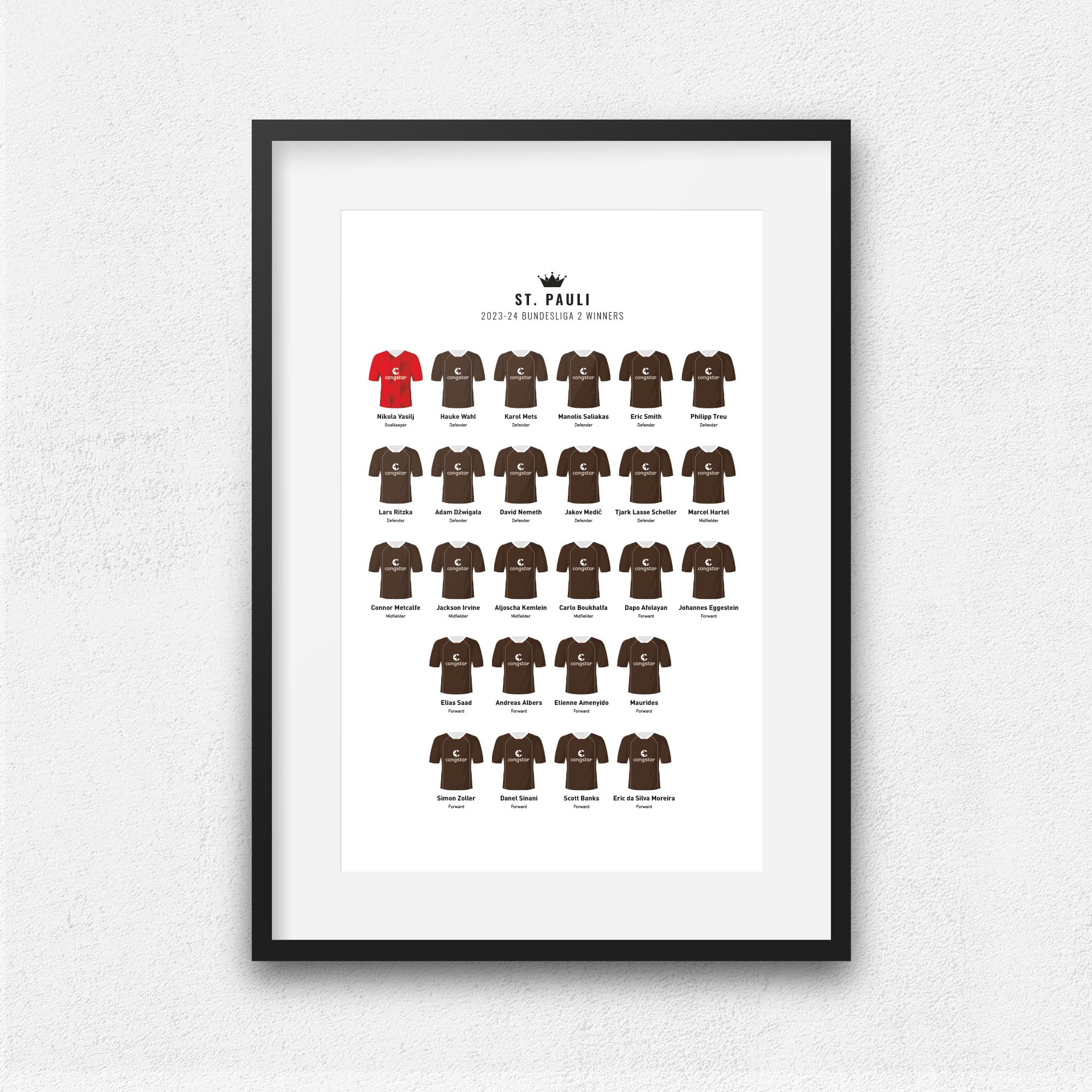 St Pauli 2024 Champions Football Team Print