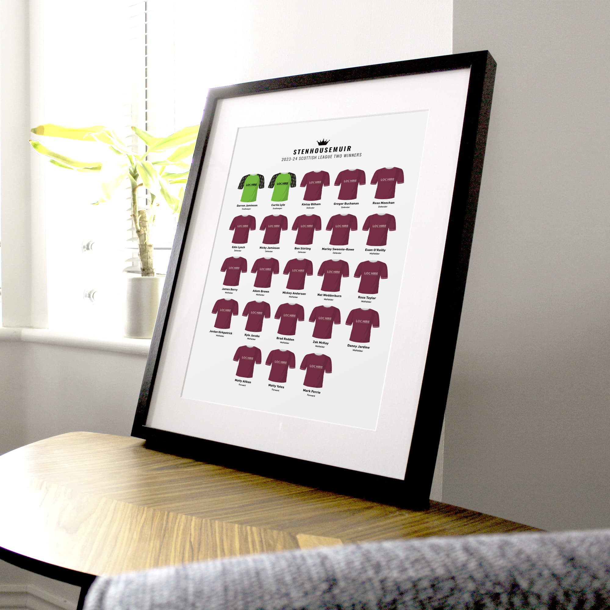 Stenhousemuir 2024 Scottish League Two Winners Football Team Print