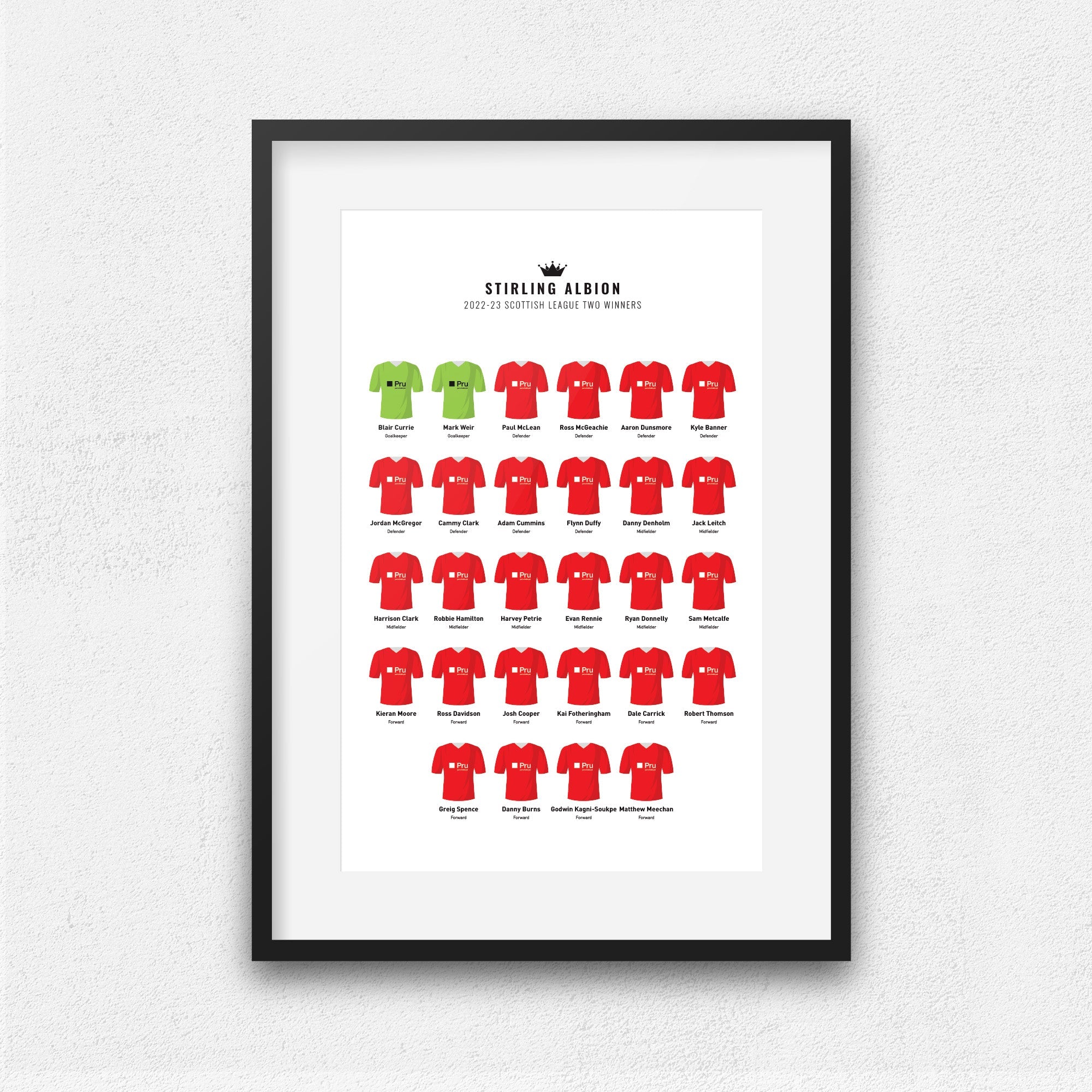 Stirling Albion 2023 League 2 Winners Football Team Print Good Team On Paper
