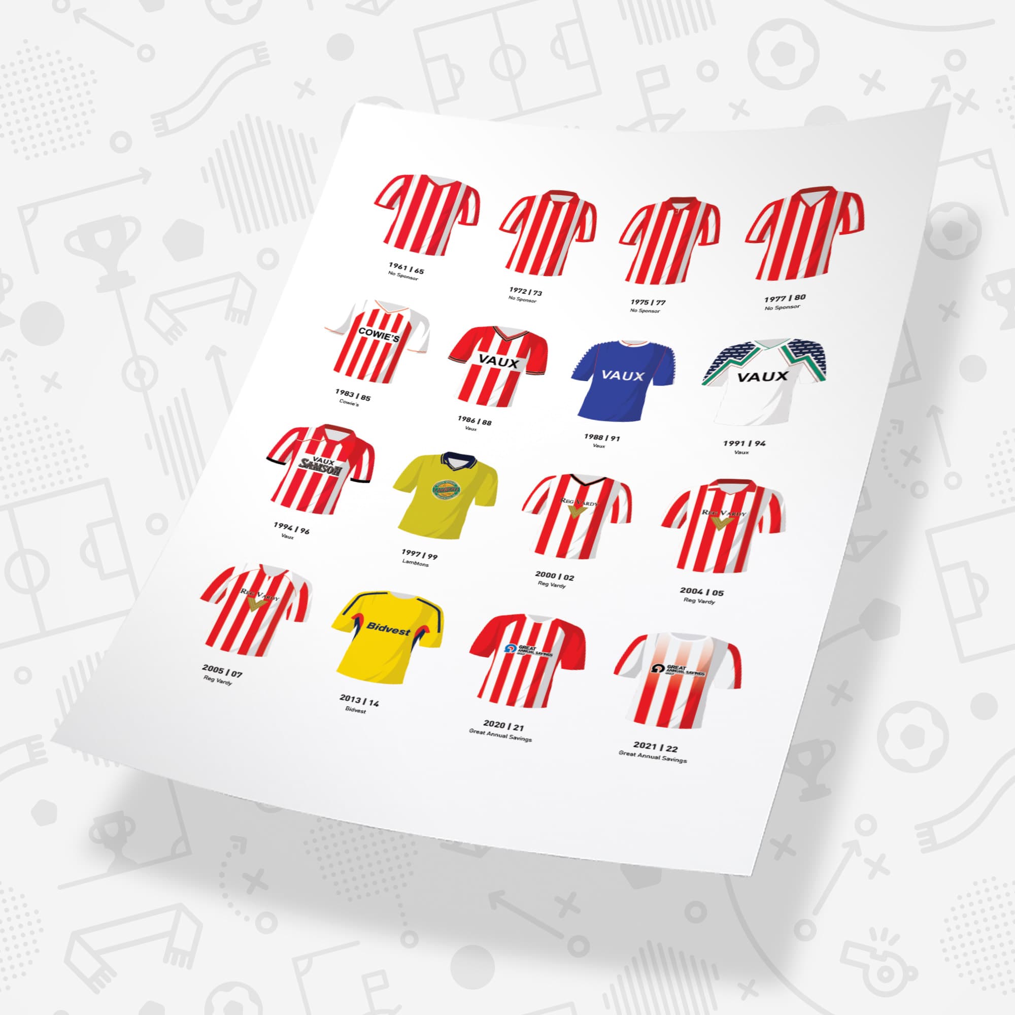 Sunderland Classic Kits Football Team Print Good Team On Paper