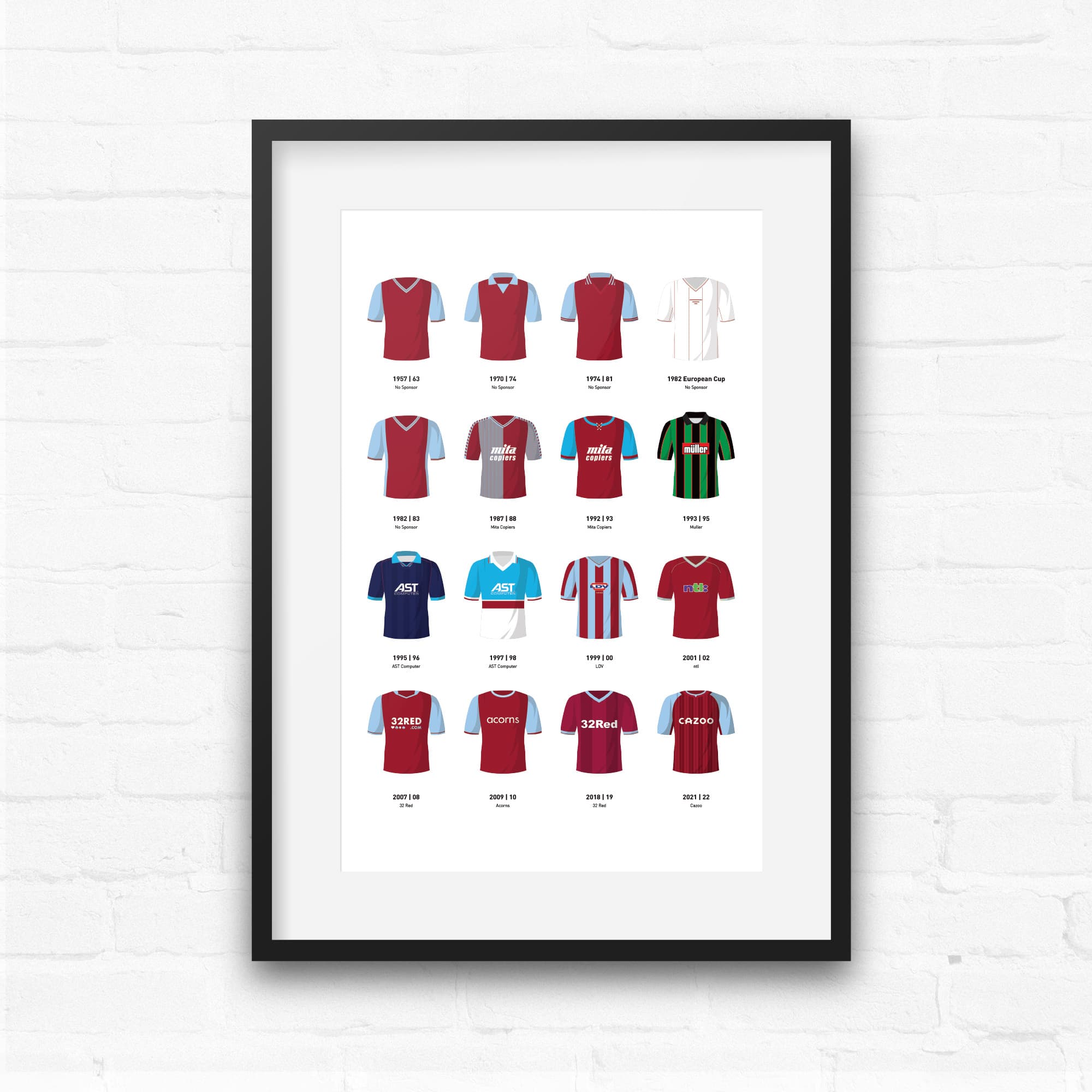 Villa Classic Kits Football Team Print Good Team On Paper