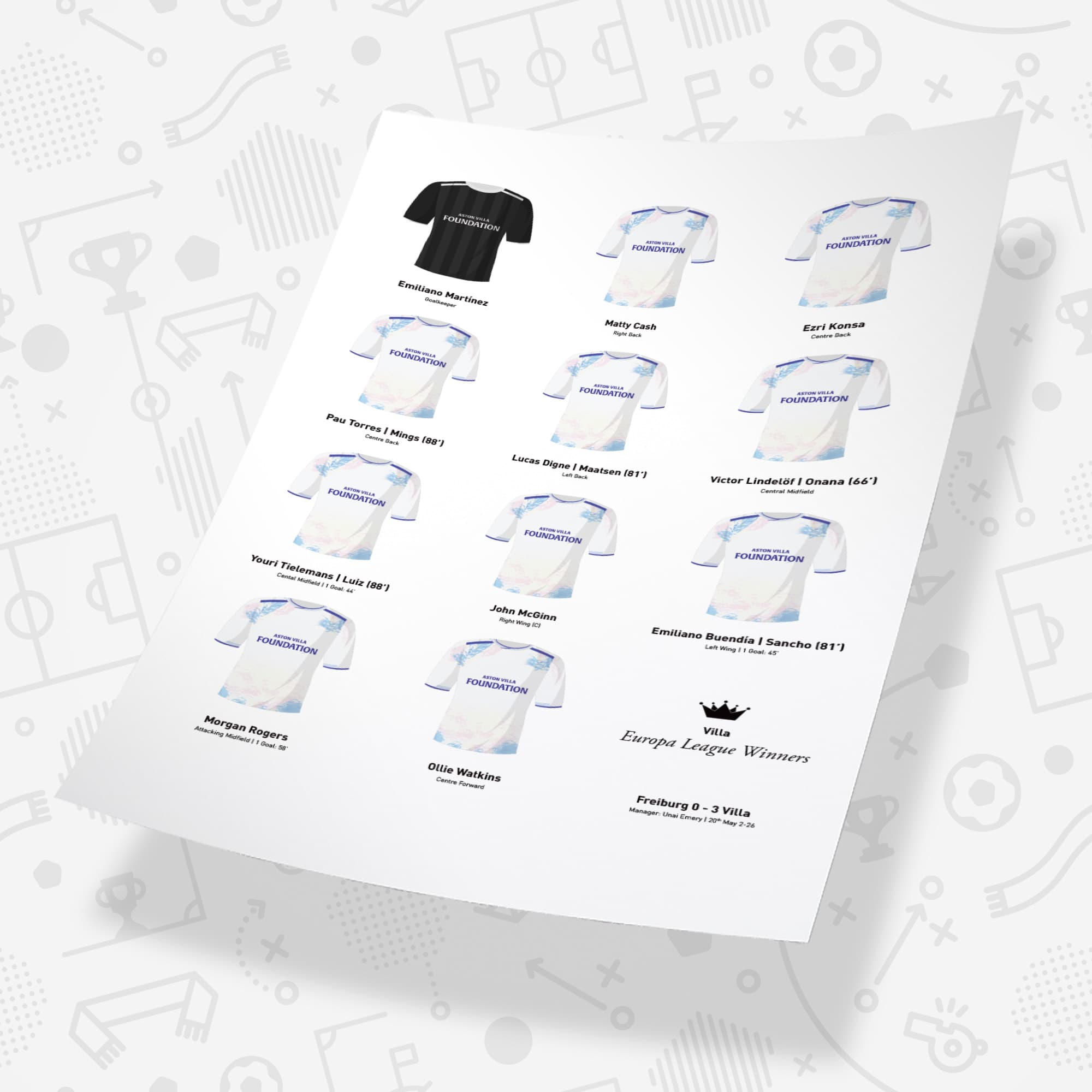 Villa 2026 Europa League Winners Football Team Print