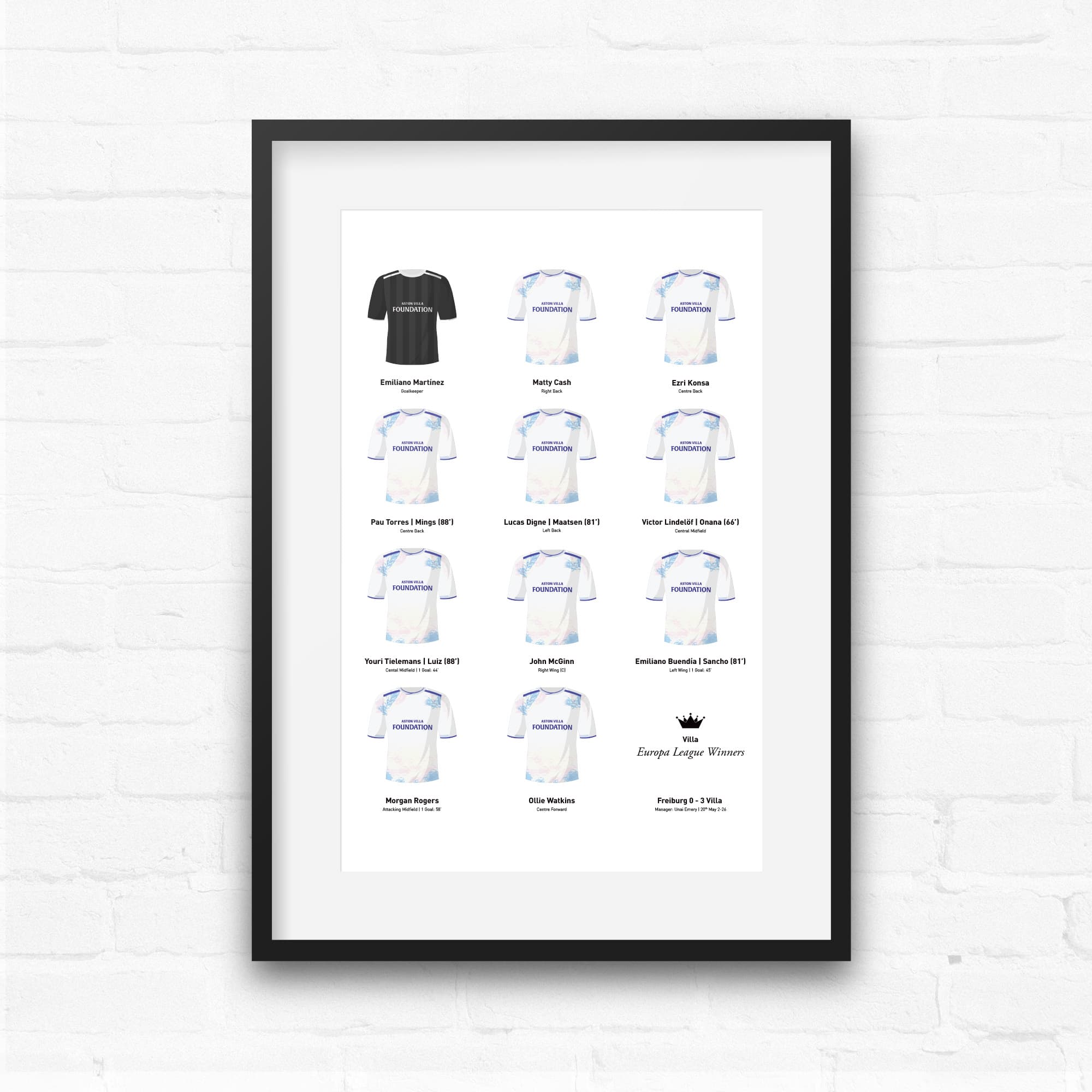 Villa 2026 Europa League Winners Football Team Print